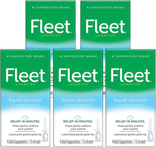 Fleet Supositorios de glicerina líquida, 4 frascos x 0.3 fl oz (paquete de 5)