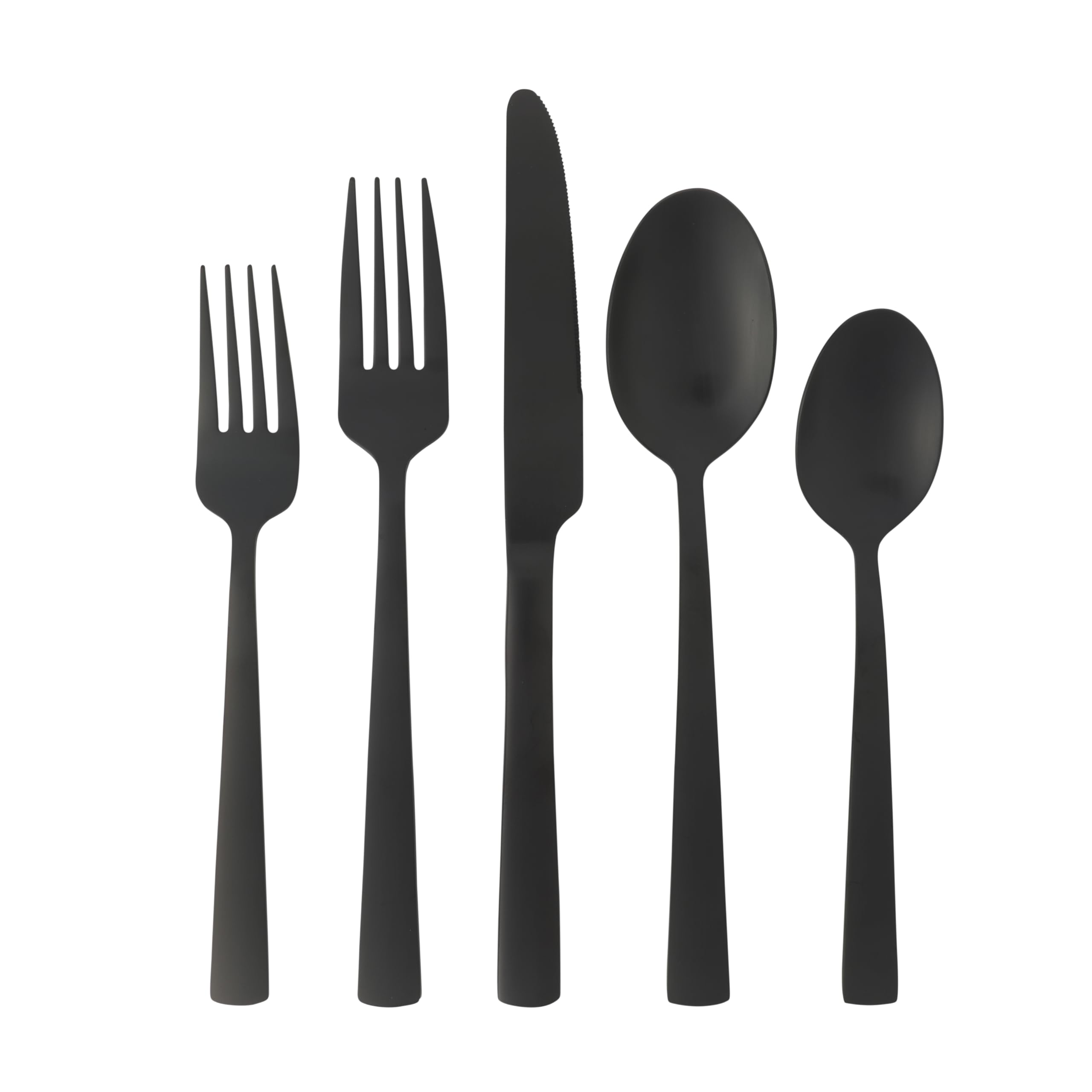 Earlston 20-Piece Matte Black Stainless Steel Flatware Set – Service for 4, Includes Dinner Forks, Salad Forks, Knives, Dinner Spoons & Teaspoons, Dishwasher Safe