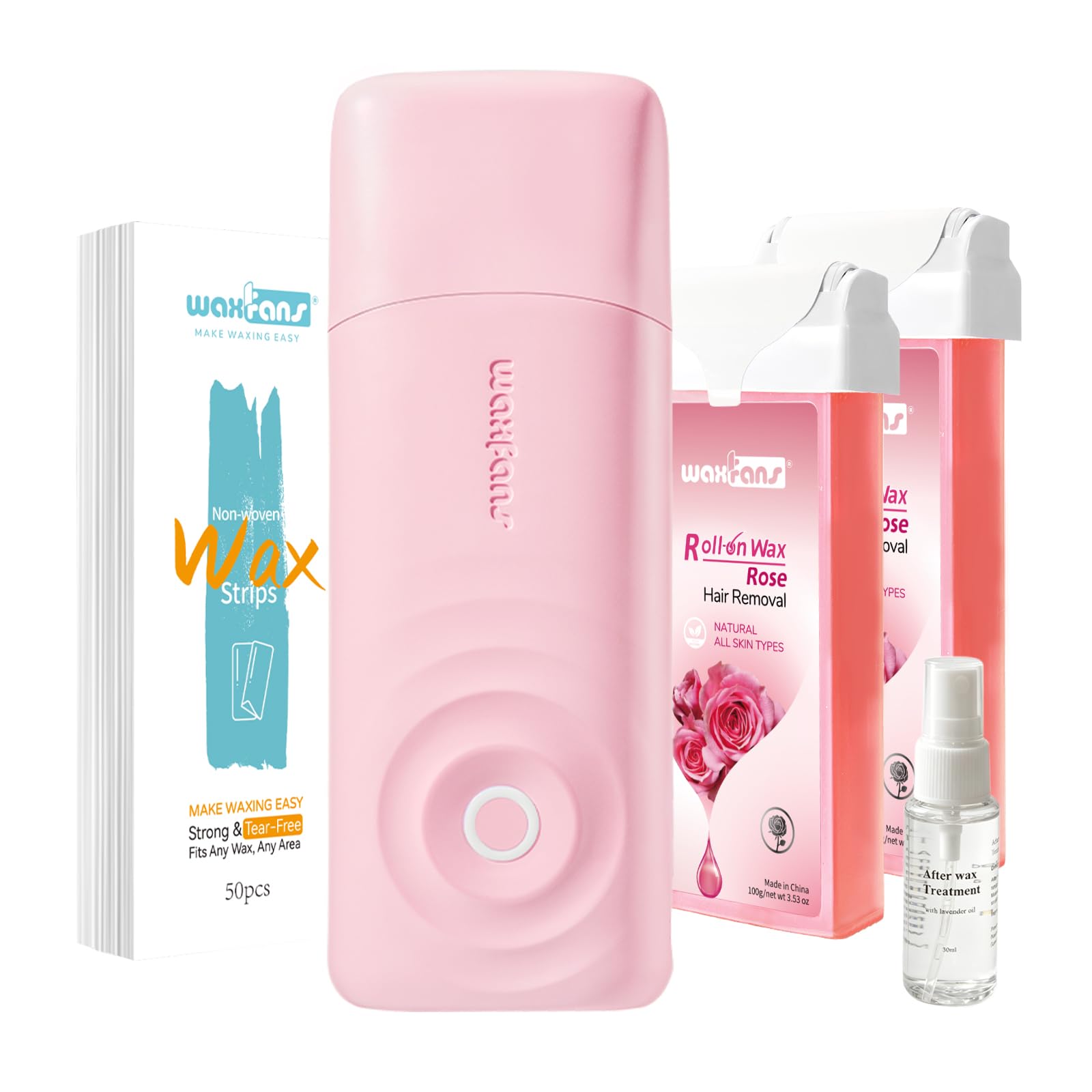 Waxfans Wax Roller Kit, Waxing Kit zur Haarentfernung, Cera Para Depilar zu Hause Waxing Kit für Körper und Beine Haarentfernung, mit 2 Wachs-Nachfüllungen (Honig) & 50 Wachsstreifen, Easy & Smooth