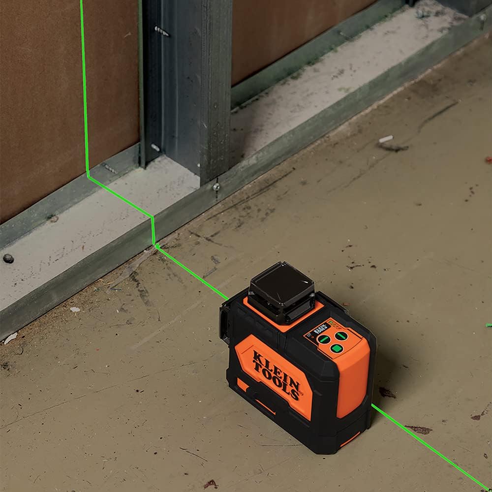 Klein Tools 80184 Laser Level 360-Degree Self-Leveling with Tripod Stand, Green Laser Level, Class 2 Laser, ≤1mW Each Beam, and Compact Tripod Kit with Mount, 2-Piece