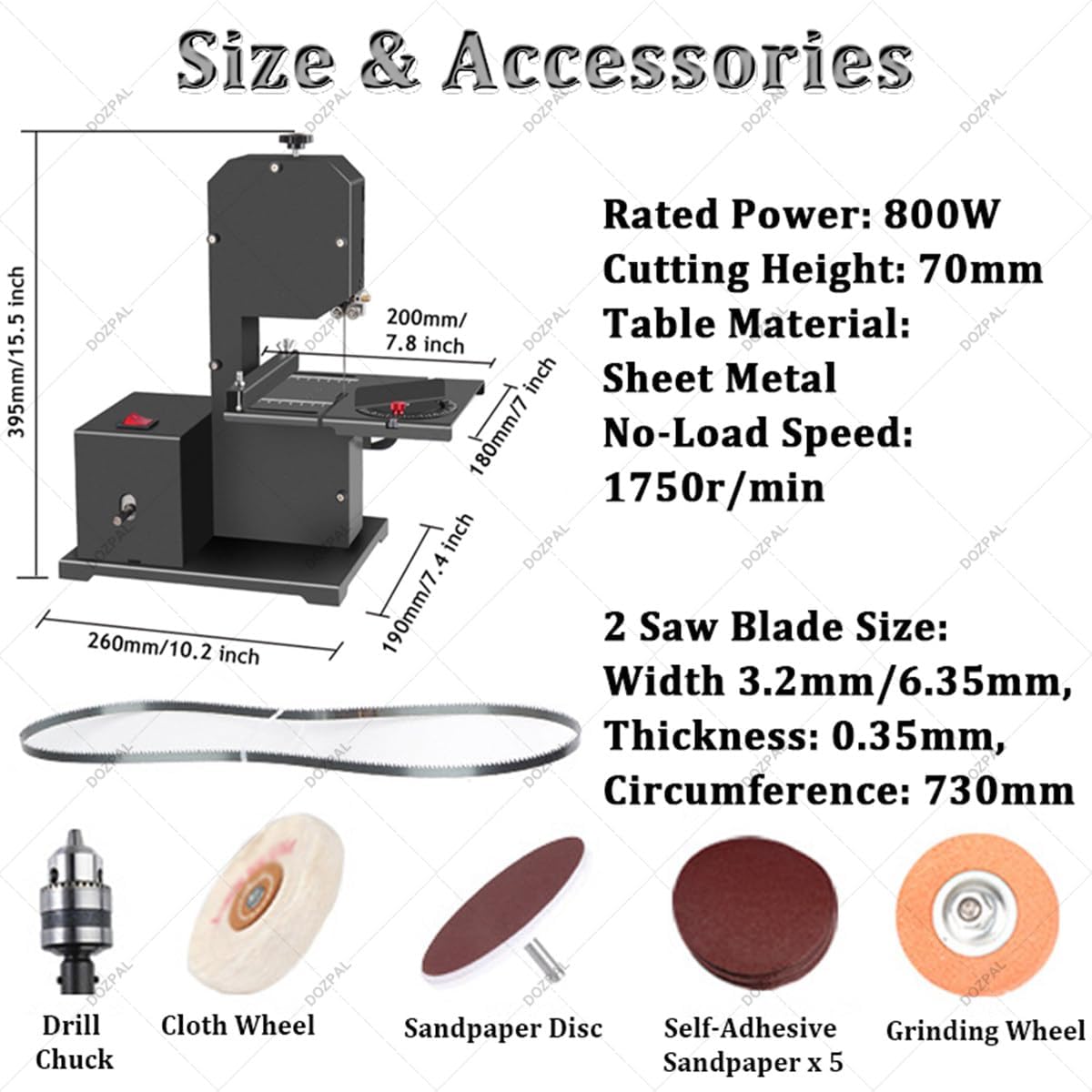 Woodworking Bandsaw Small Household DIY Cutting Tool for DIY Crafts, Cutting, Polishing & Sanding, Mini Band Saw Machine Acrylic Sheet/Wood Board/Foam Cutting Bandsaw