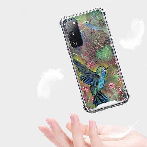 Miniatura 4 de ZHONGWEI Funda transparente para teléfono Samsung Galaxy S20 FE con patrón colorido de colibrí, cuatro esquinas reforzadas, a prueba de golpes y