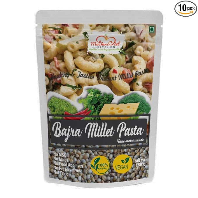 Instant Bajra Millet Pasta - 360 GMS | (Pack of 2 - Each 180 GMS) | Easy & Ready to Cook | Zero Maida & 100% Vegan I Taste Maker Added