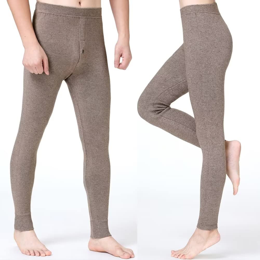 Hombre Mujer Leggings Mallas 100% Cachemira Pantalones Térmicos Invierno Cálidas Pantalones para Correr y Fitness Ropa Interior Térmica