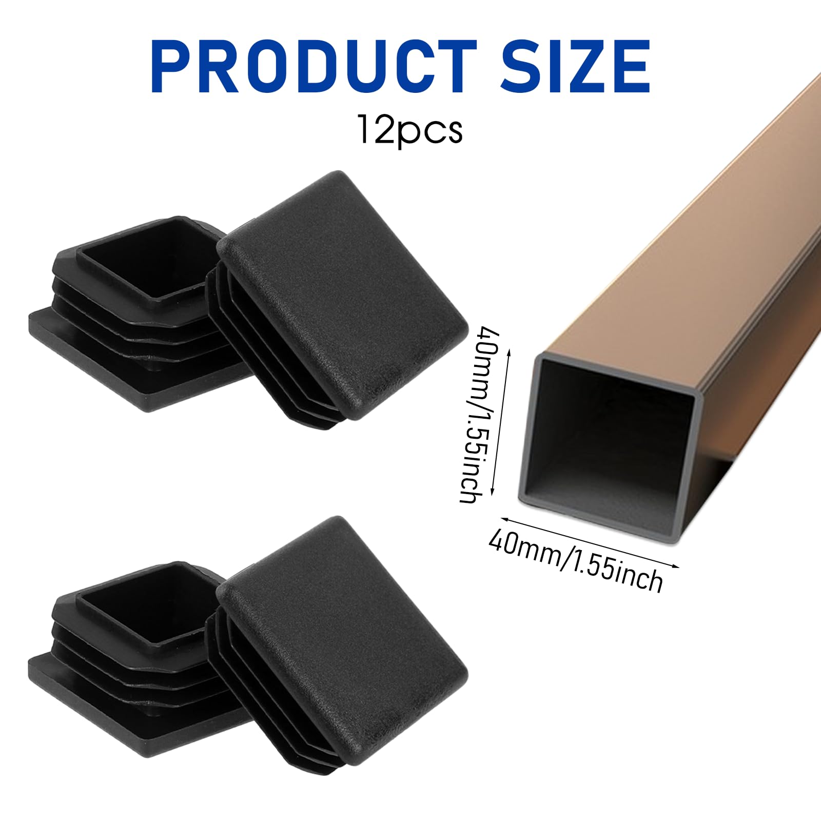 Lot De 12 Embouts De Protection Rectangulaires En Feutre De Caoutchouc Pour Pieds De Table Ou De Chaise Noir 15 X 30 Mm 79230432