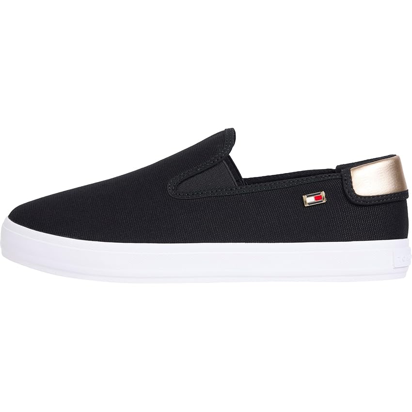 Tommy Hilfiger Donna Sneakers Vulcanizzate Canvas Slip-On da Infilare, Nero (Black), 38 EU