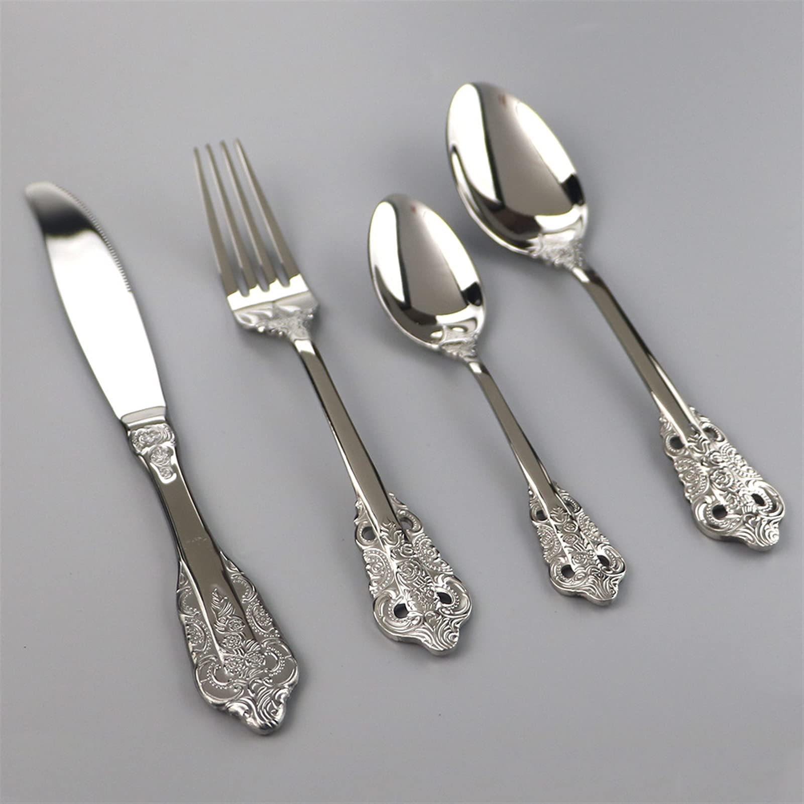 24pcs Silver Sellware Sets 18/10 Acero inoxidable Cubiertos occidentales Cuchillo Cuchillo Tenedor Cuchara Sildeware Vajilla Vajilla (Color : Rose)