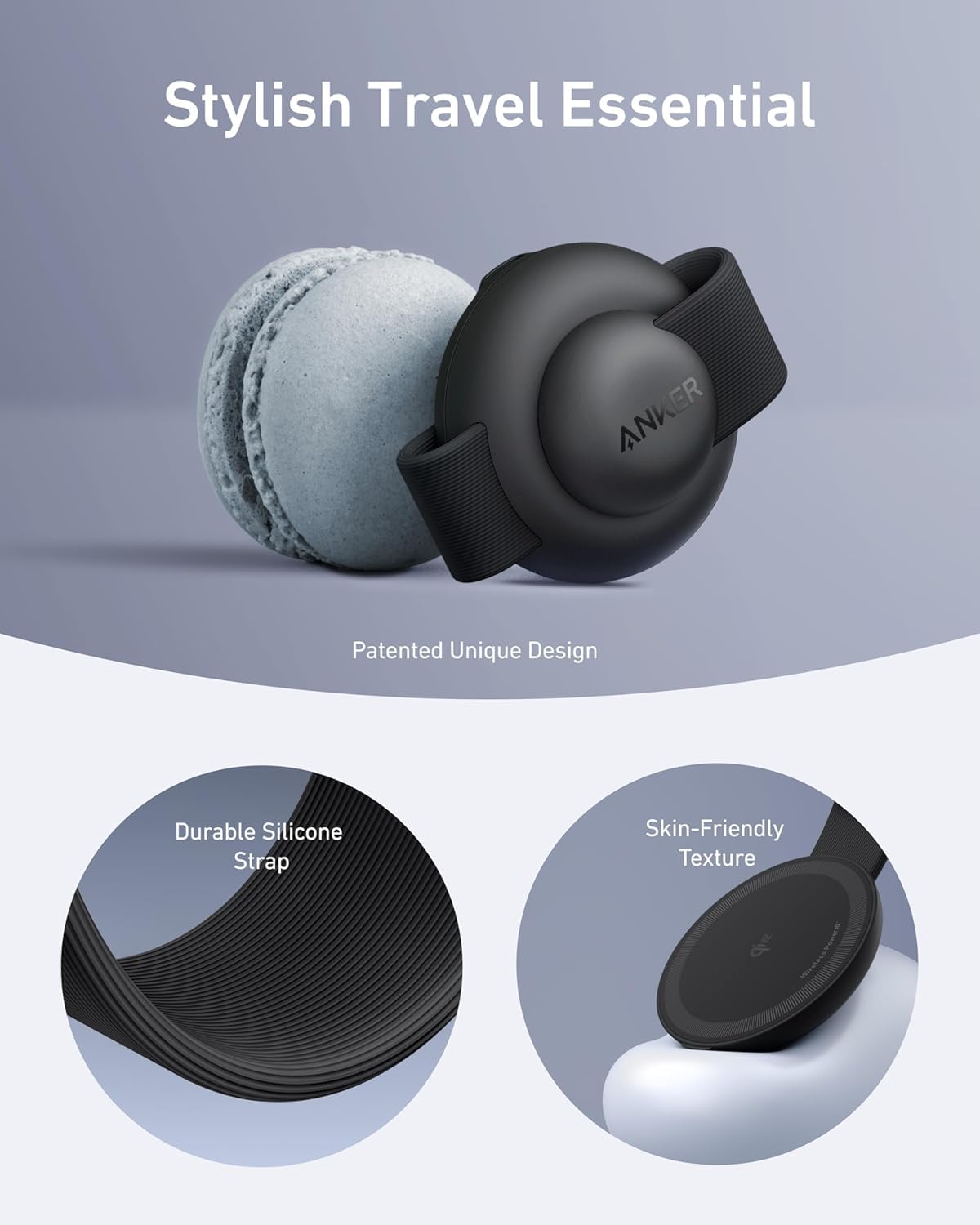 Anker MagSafe Compatible MagGo UFO 3-in-1 Charger, iPhone 17 Wireless Charging Station, 15W Qi2 Certified, Foldable Travel Charging Pad, for iPhone 17/16/15/14, AirPods, Apple Watch (Not a Power Bank): Black Stone With Travel Case & Adapter