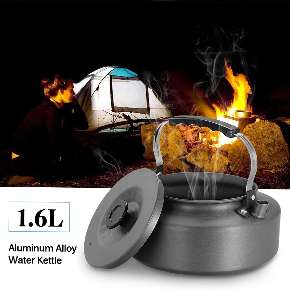 ACAGALA 1.6L Portable Water Kettle Water Pot Teapot Coffee Pot Indoor Aluminum Alloy Tea Kettle Outdoor Camping Hiking Picnic Pot