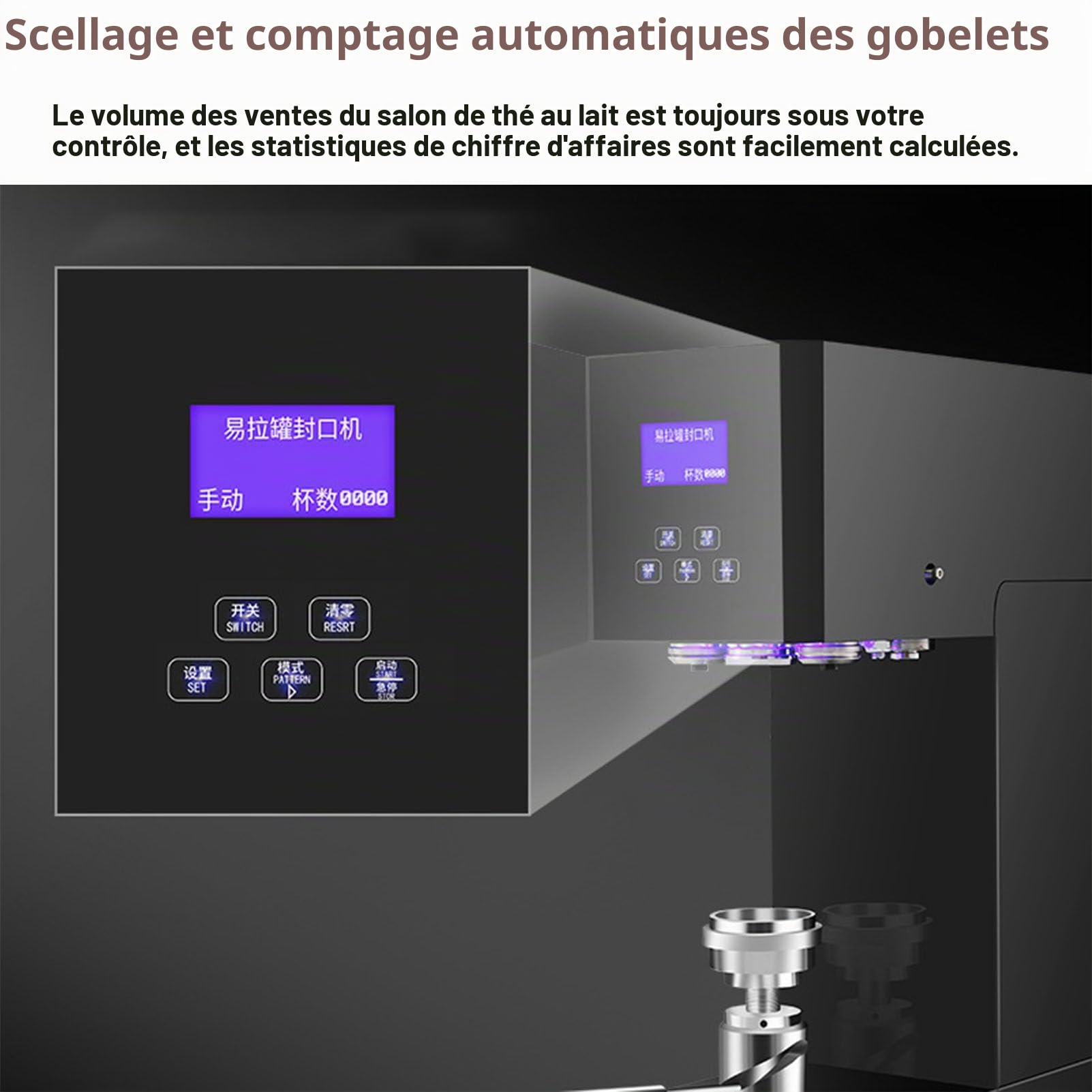 Machine à sceller les canettes de soda commerciales avec écran LCD, machine à sertir automatique à hauteur réglable pour canettes de soda/aluminium/étain, scelleuse de canettes en plastique,White