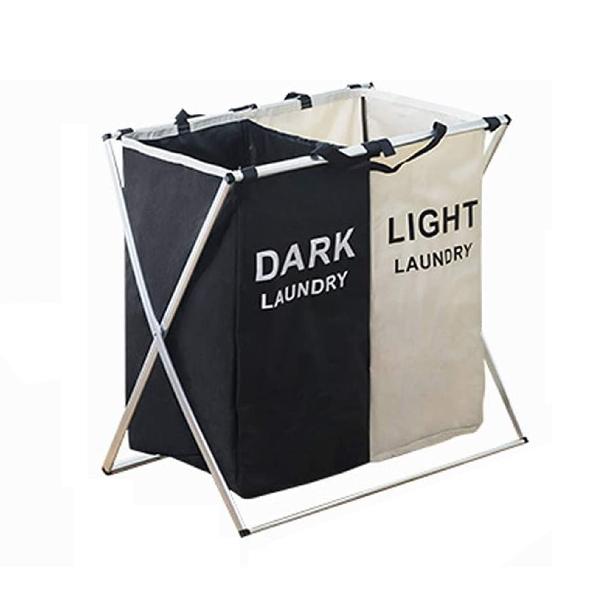 Sulfar 2 Layered Foldable Laundry Basket on Wheels | Collapsible Waterproof Laundry Hamper with Lid | 2 Sections Storage Trolley for Dirty Clothes | Large Rolling Washing Basket