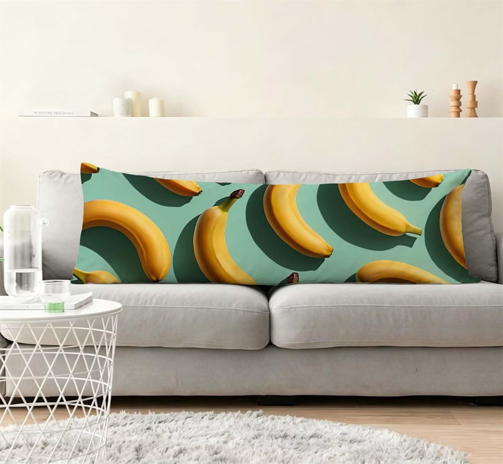 Fodera Cuscino 55 x 160 cm, Giallo-21 Velluto Copricuscini Letto, | con Invisibile Cerniera, Morbida e Traspirante, per biancheria da letto, divano, hotel, chi dorme sul fianco Banana-2 j-261