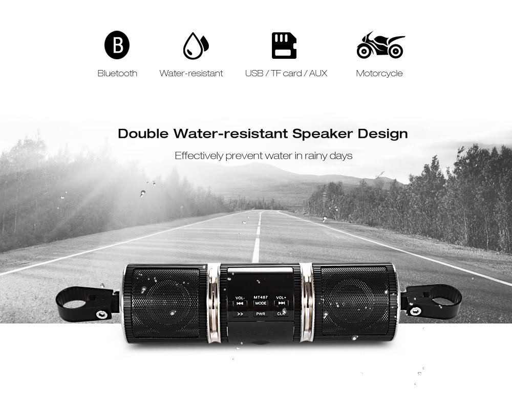 Baceyong Audio Bluetooth per moto, radio per bici FM Bluetooth impermeabile 12V con sistema audio stereo per mountain bike, moto d'acqua, radio telecomando, lettore MP3