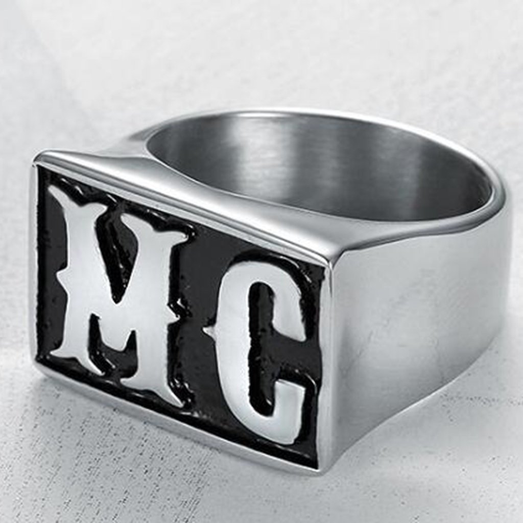 Anillo MC de motocicleta de acero inoxidable, Metal, Zirconia cúbica 2
