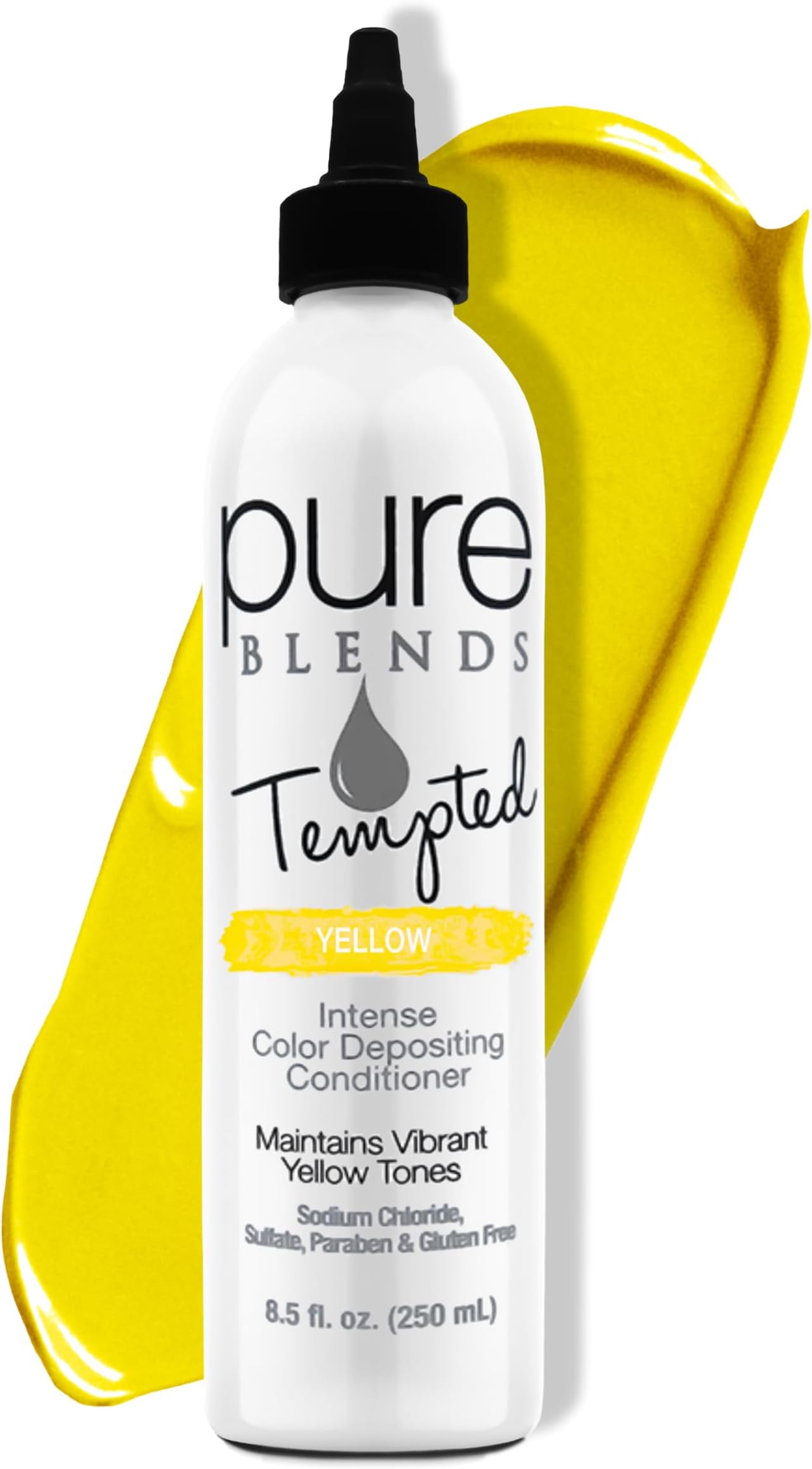 Tempted Yellow Intense Color Depositing Conditioner - Brighten & Tone Faded Hair, Semi Permanent Dye Prevents Fade & Extends Vibrant Color Tones - 8.5 Oz