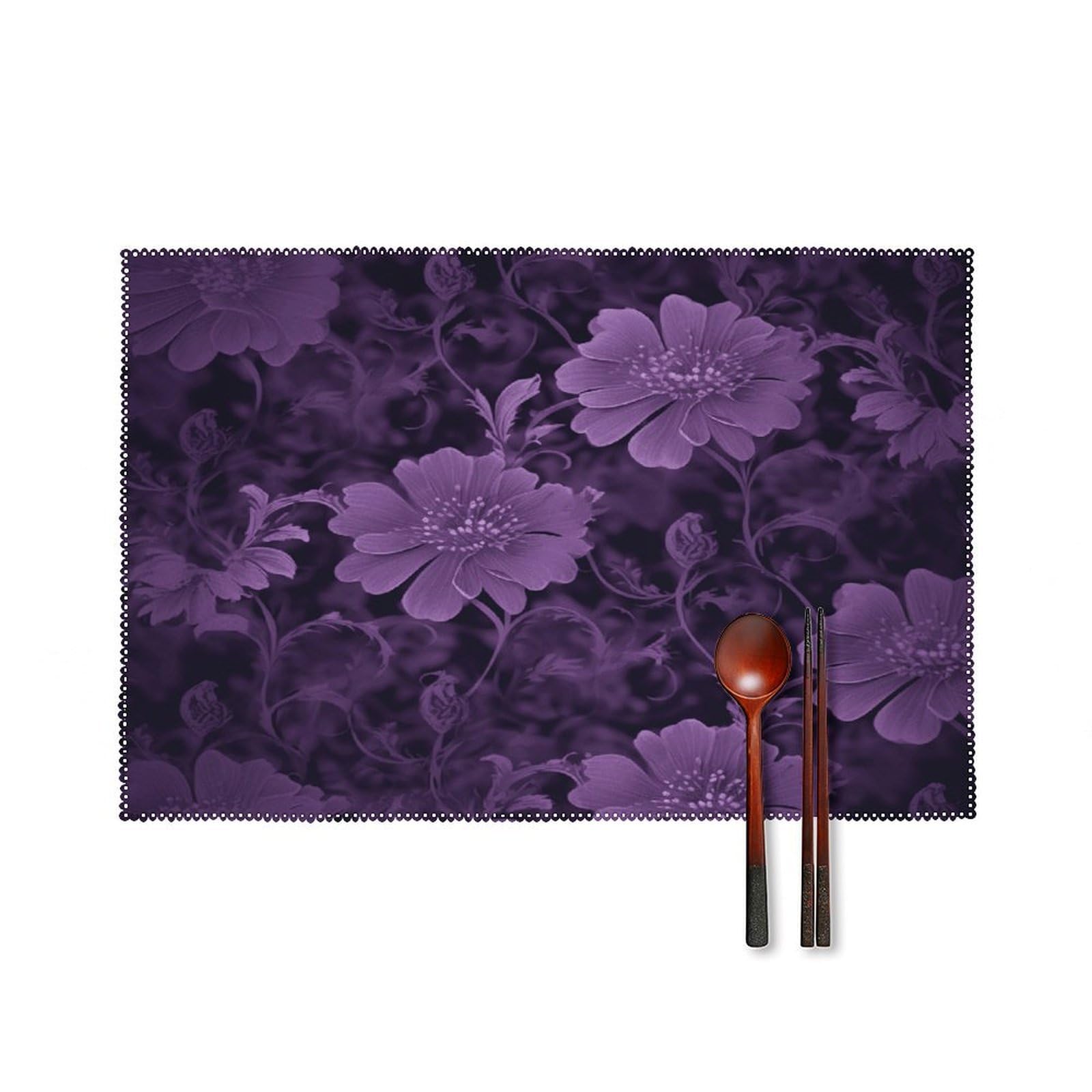 Purple Placemats Set of 4 Heat Resistant Non-Slip Place Mats Reusable Dining Table Mats Canvas Place Mat Anti-Fading Waterproof Placemats for Dining Table Decor
