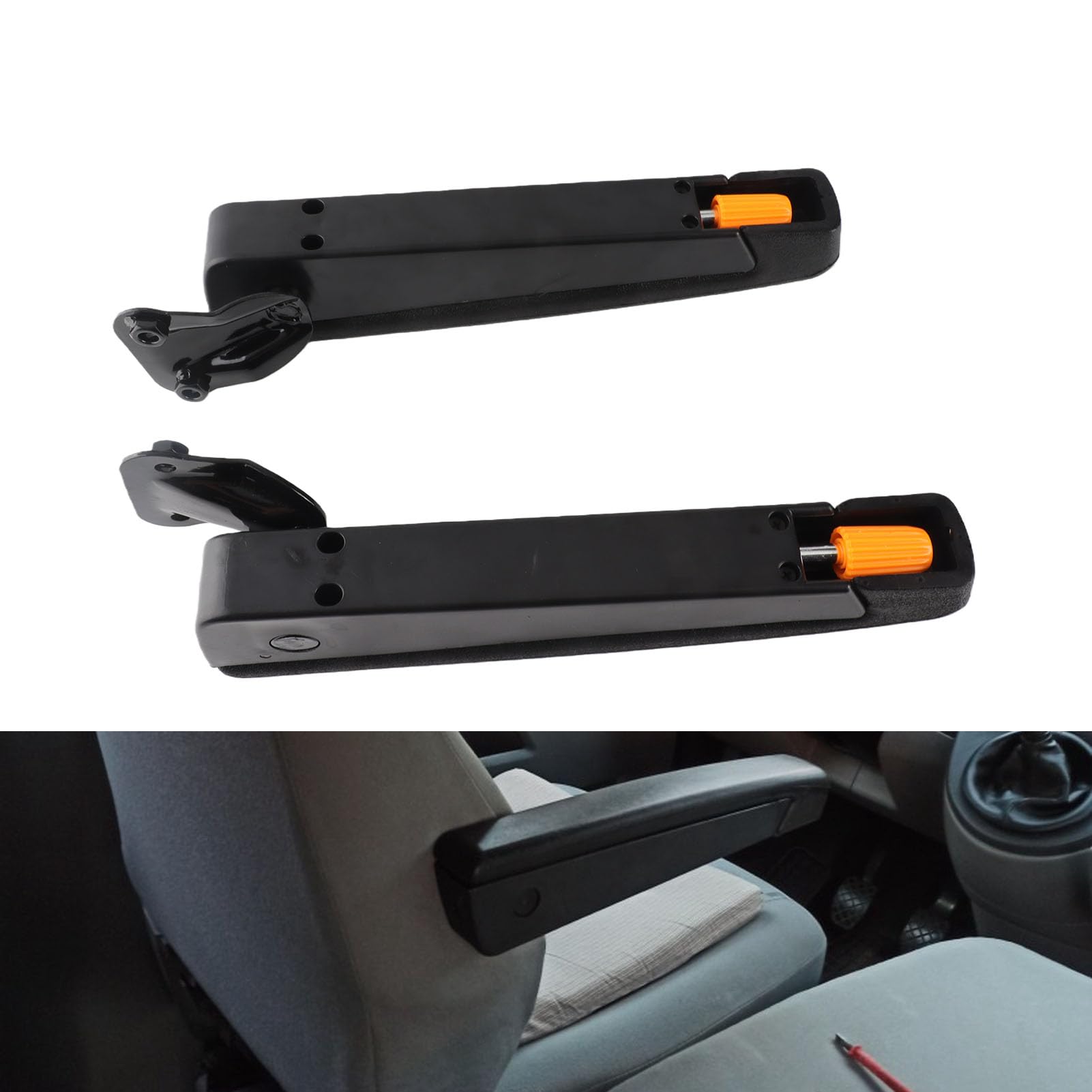 Ajustable Apoyabrazos Negro para Asientos de Coche Resistente a Golpes