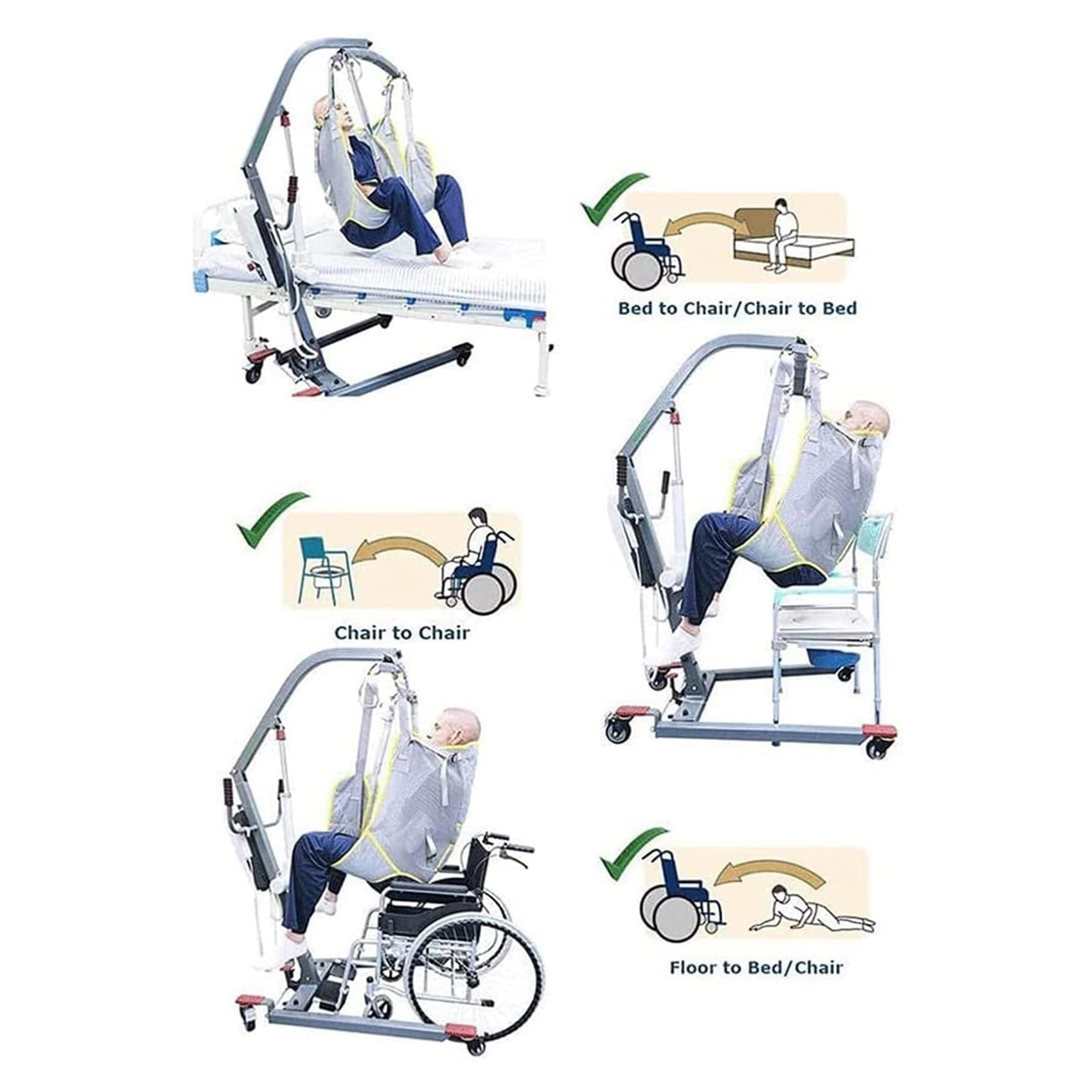 Arnés de Transferencia de Malla Transpirable • Para Baño y Ducha • 230 kg de Capacidad • 6 Correas Ajustables • Diseño Abierto