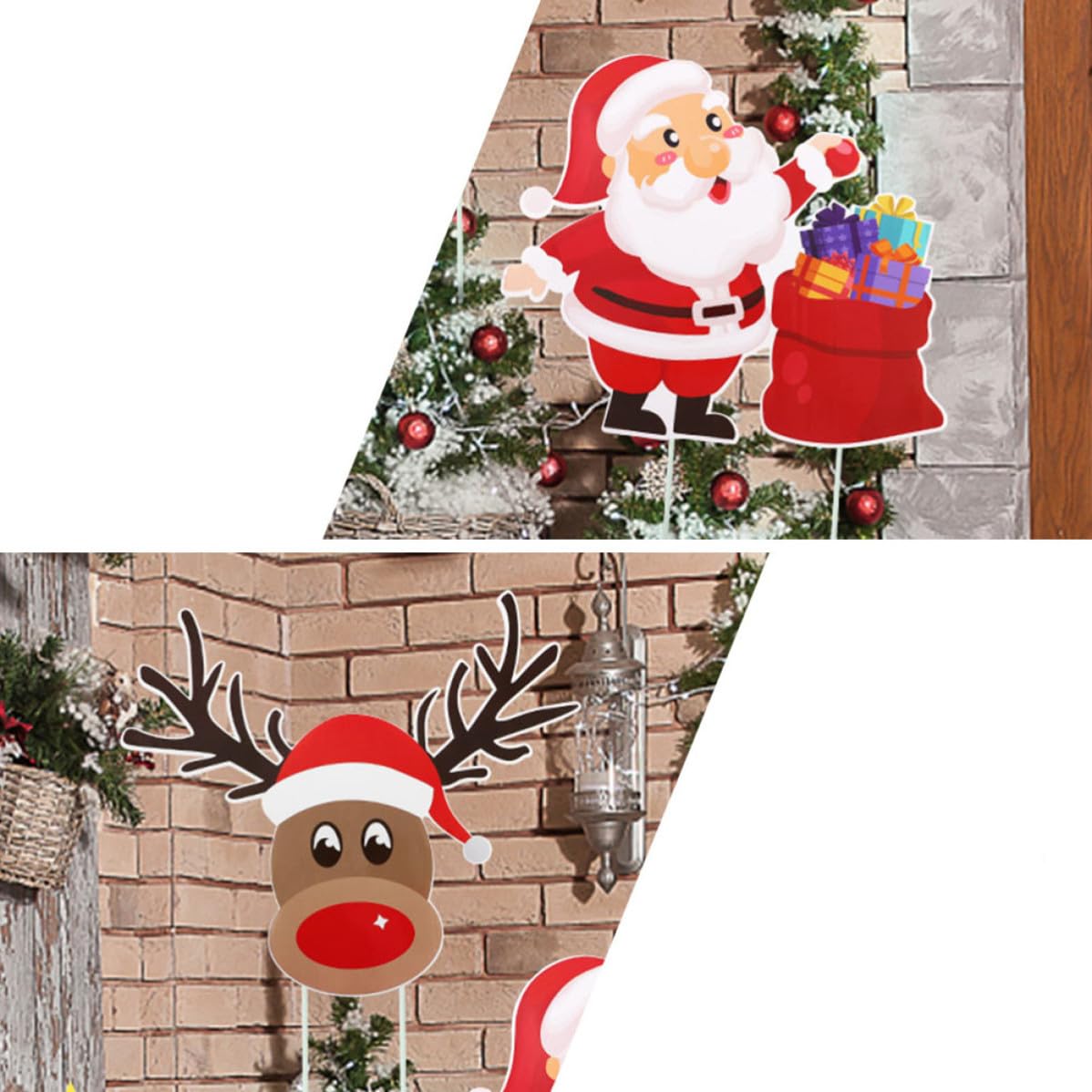 12 Pièces Panneau de Noël Inséré en Plastique pour Jardin, Décor