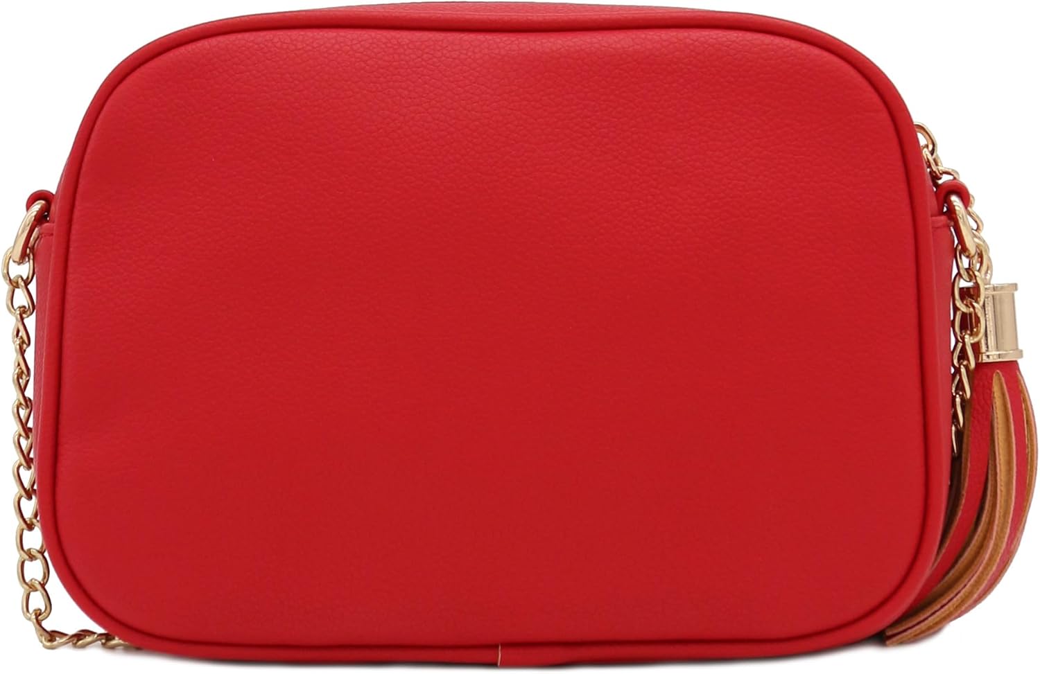 FashionPuzzle Chevron Quilted Crossbody Camera Bag with Chain Strap and Tassel - Image 6