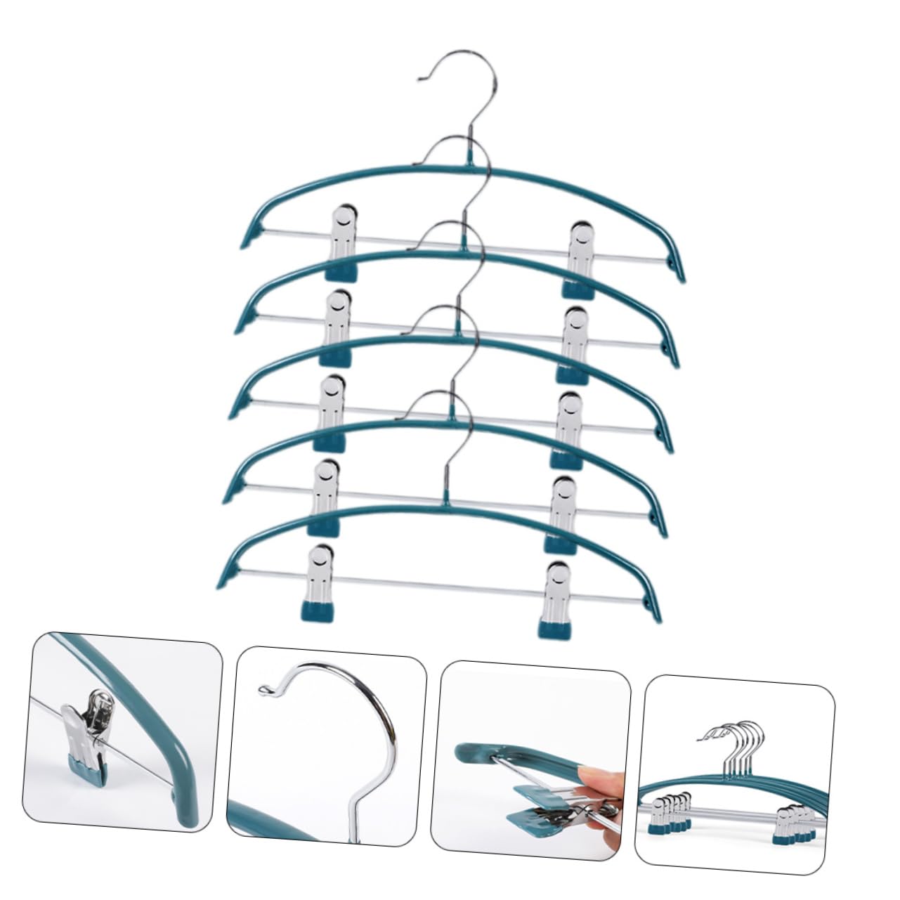 Gruccia Antiscivolo Semicircolare Clip, 5 Pezzi, Pvc
