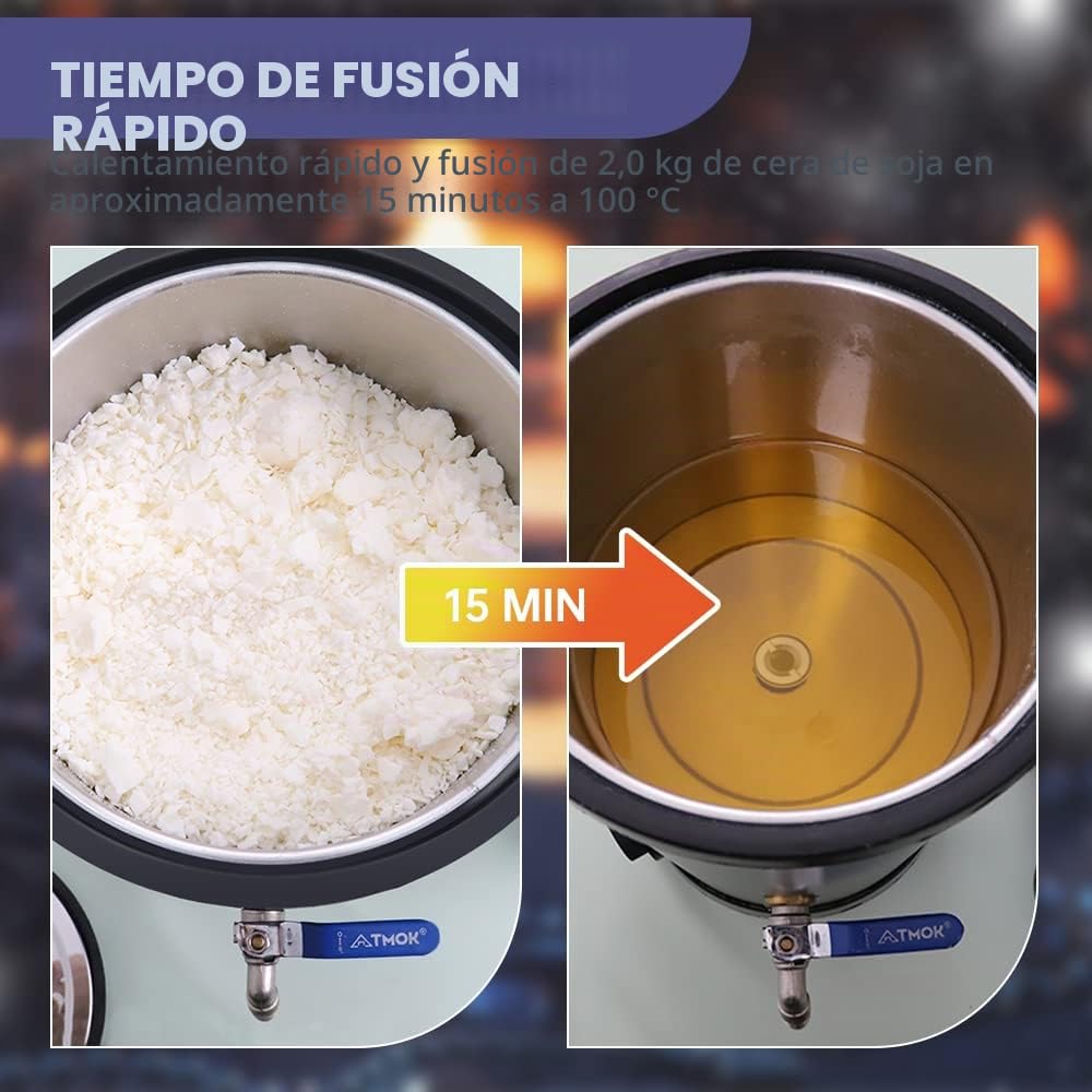 TOAUTO WMF-5L - Fundidor de cera para hacer velas, olla de fusión de cera con boquilla de vertido más rápido y controlador de temperatura, sin obstrucciones y fácil de limpiar