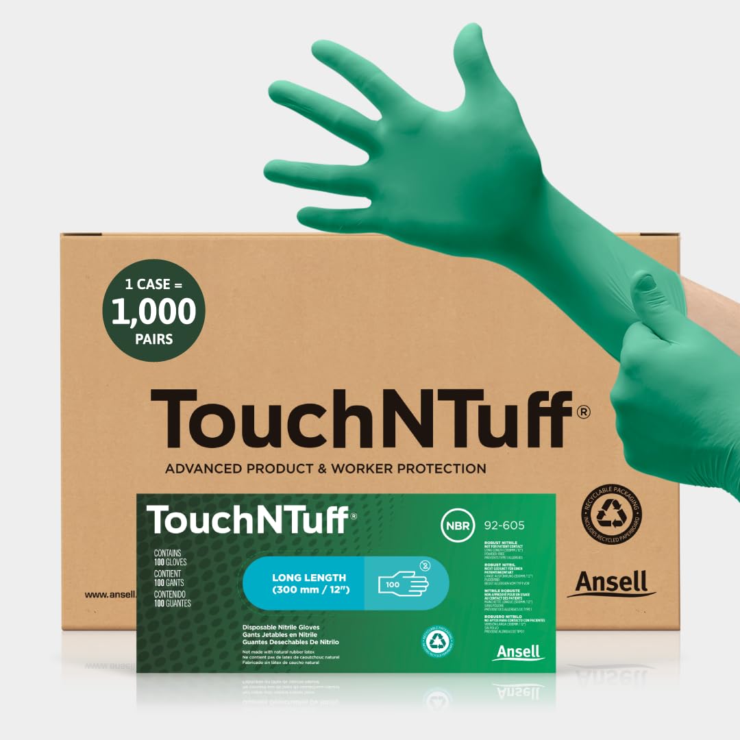 Amazon.com: TouchNTuff 92-605 Nitrile Gloves, 6.3mil, Powder-Free  