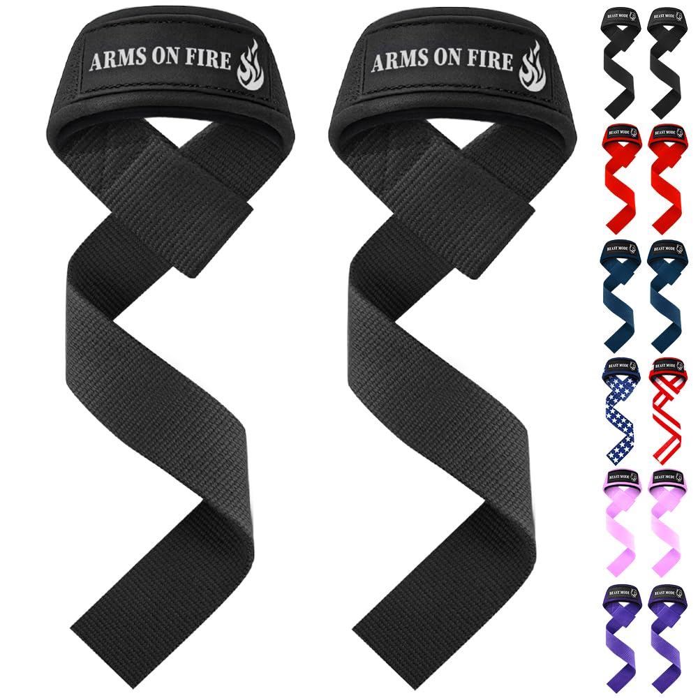 TECEUM Lifting Straps for Weightlifting Gym Strength Training - Wrist Straps with Neoprene Padded Cotton - Men & Women – Ideal for Powerlifting,
