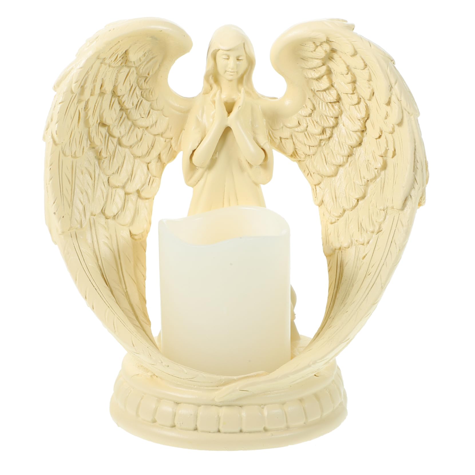 RORPOIR 1pc Angel Candlestick Electronic Candlestick Angel Candle Holder Xmas Candle Decoration Praying Candle Christmas Dinner Decoration Retro Decor Candle Holders Desktop Resin Model