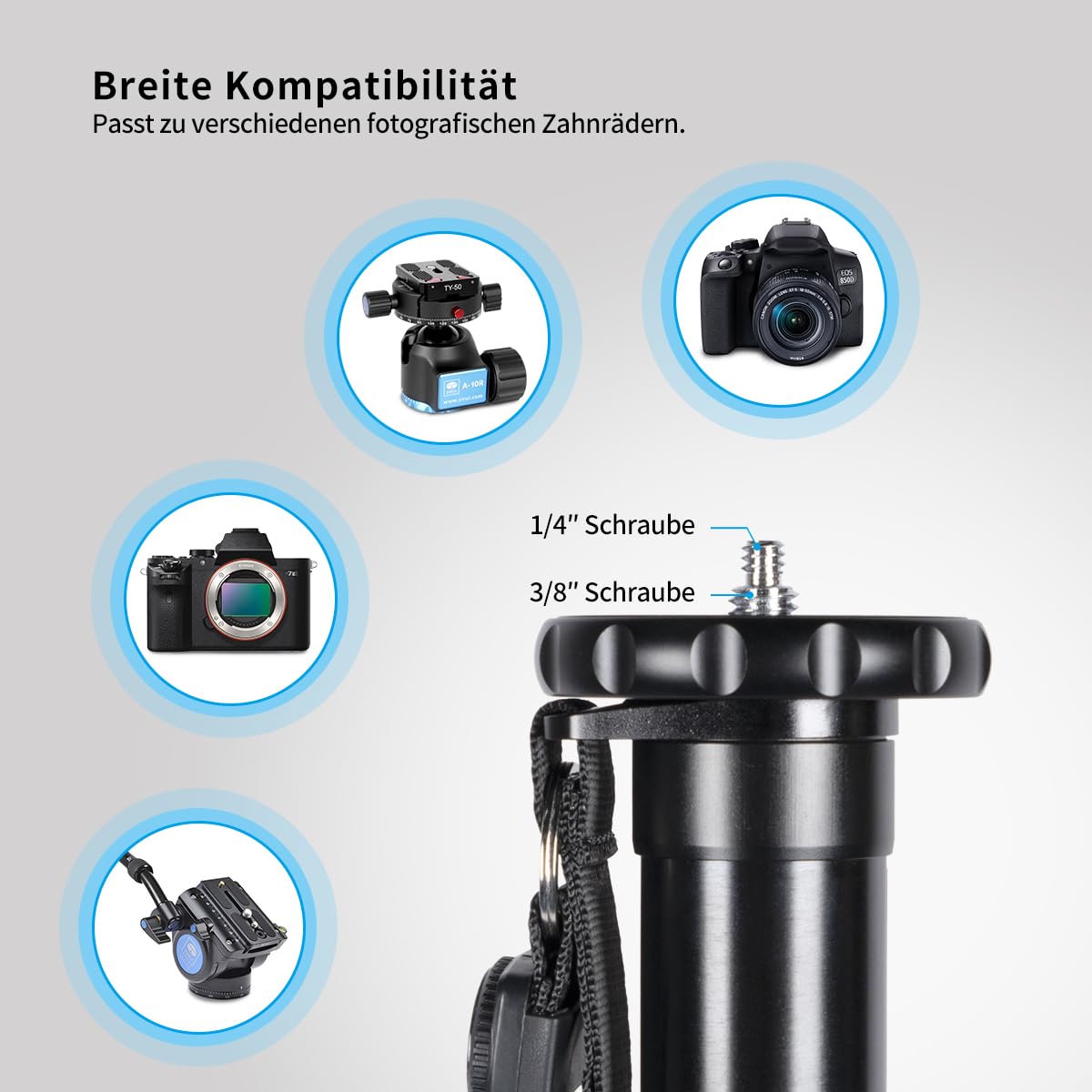 SIRUI P-306 Einbeinstativ Kamera Reise Monopod, Aluminium 0.56kg Stativ, 6 Sektionen, leichtes kompaktes Reisestativ, Max 155cm, 39,2cm Packmaß, Max Last 8kg