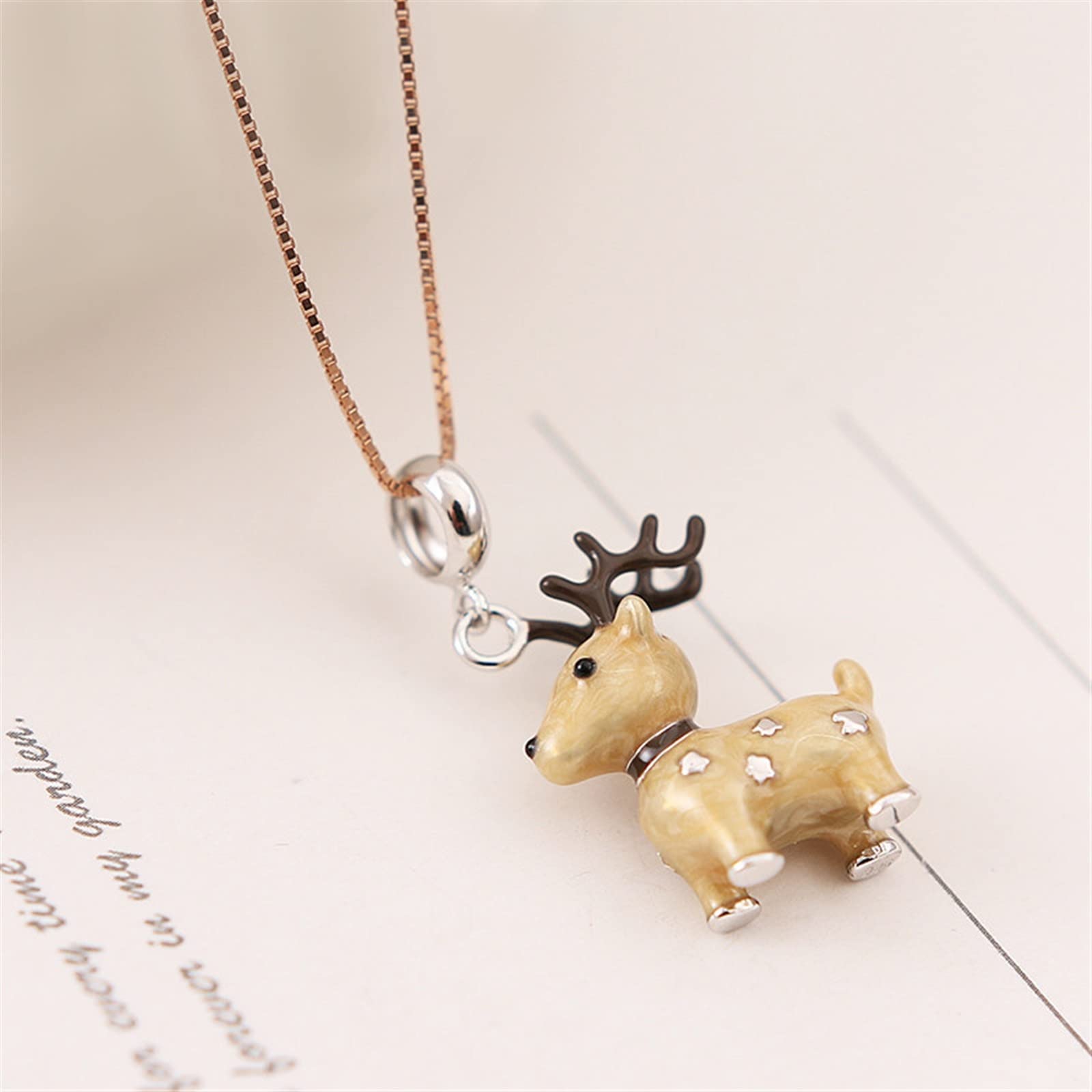 925 Srebrne Koraliki Charm Dziecko Caribou Wisiorek Charm Emalia Pasuje Bransoletka Kobiety Biżuteria DIY 1 sztuka