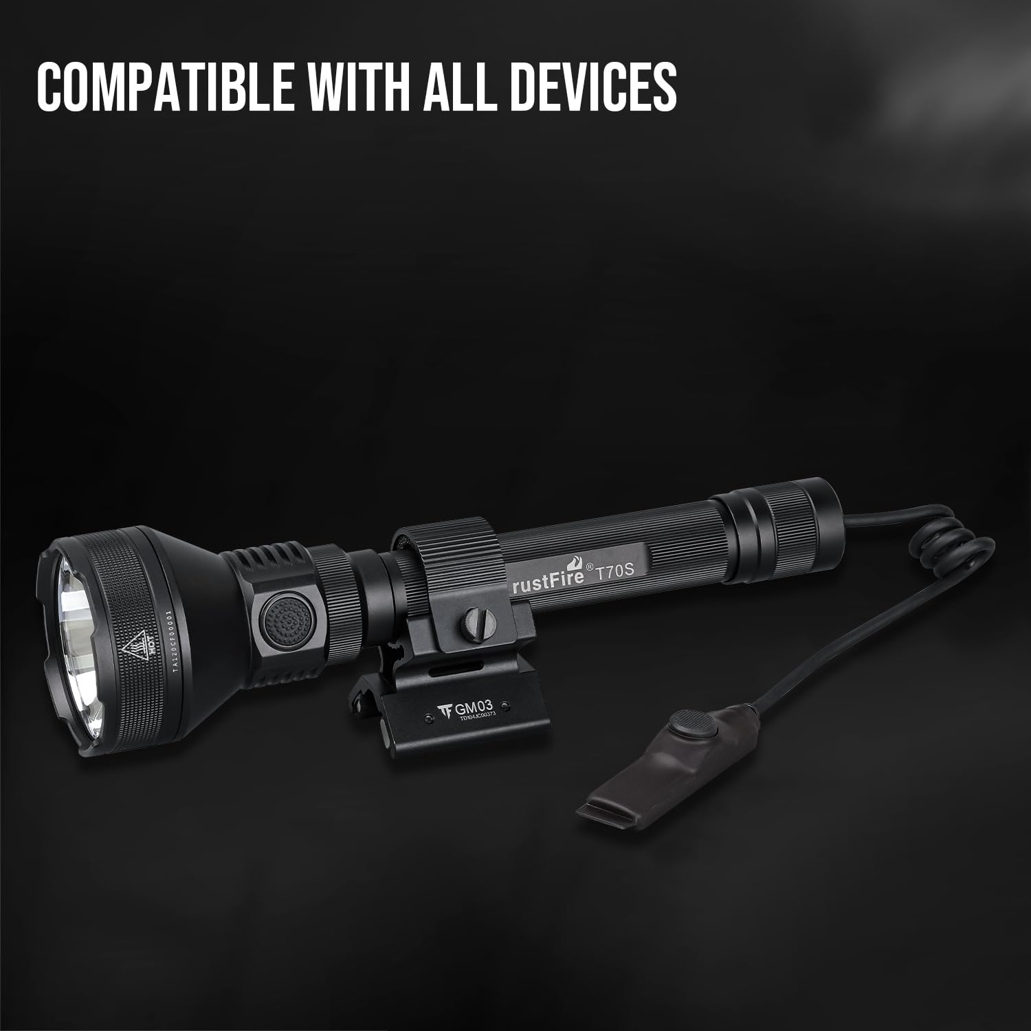 TrustFire T70S Lampe de poche LED puissante professionnelle Torche de Chasse 2350 lumens, Lampe de Poche Tactique Militaire Électrique Rechargeable USB Torches Haute Puissance pour Chasse Sauvetage