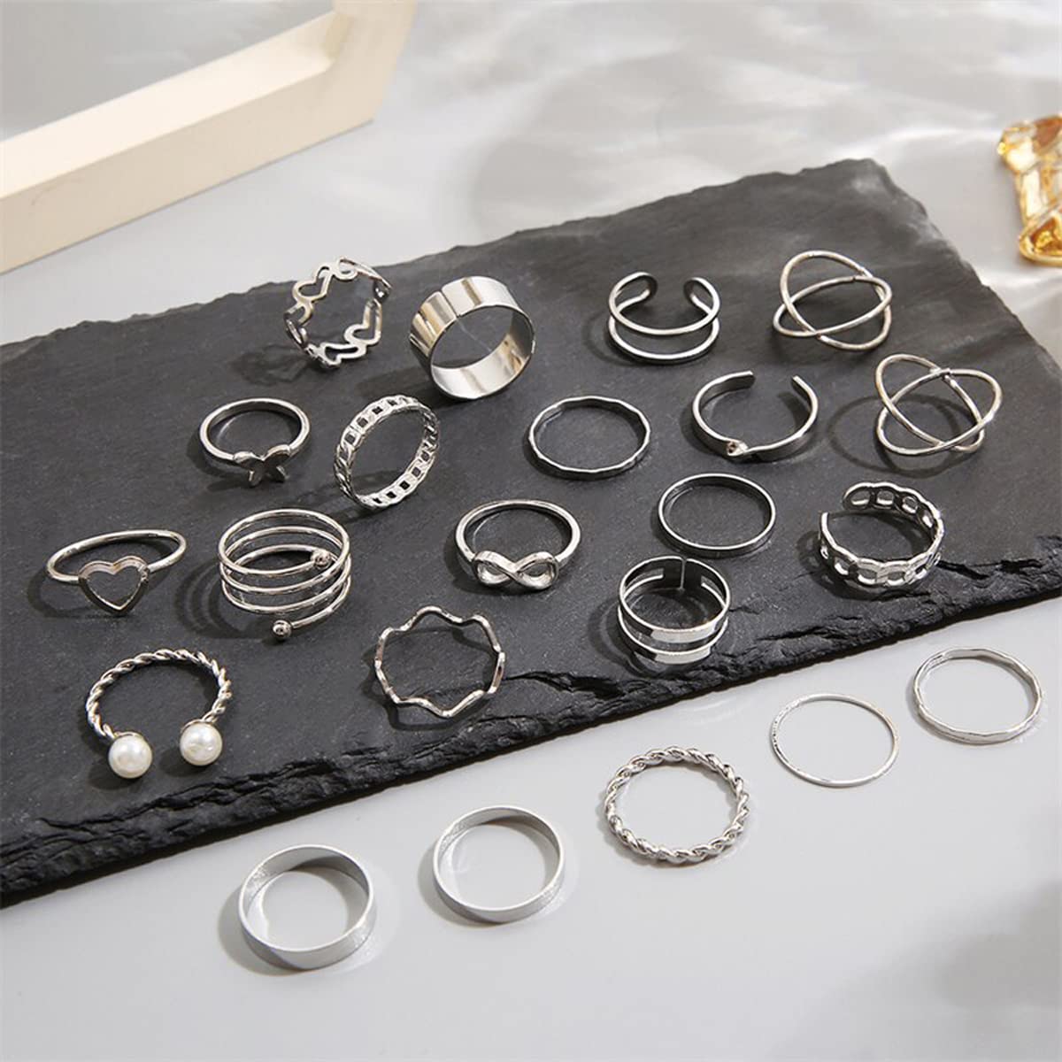 Contemporary Stackable Rings Set of 22