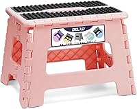 Vista 23 de Delxo Taburete plegable de 9 pulgadas en negro, taburetes plegables para niños, taburete plegable portátil con asa, taburete plegable para cocina