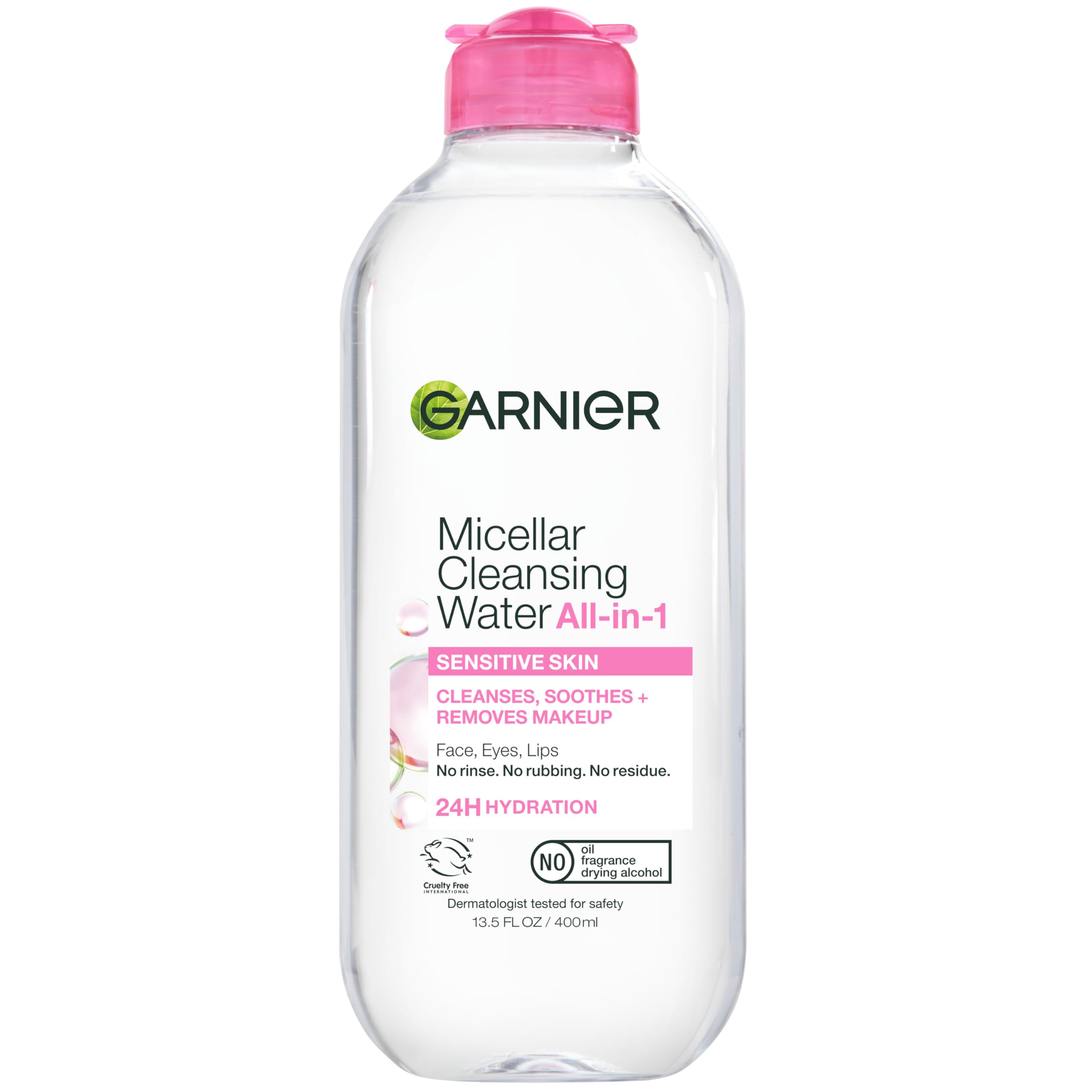 Garnier Micellar Water, Hydrating Facial Cleanser & Makeup Remover, Suitable for Sensitive Skin, Vegan, Cruelty Free, 13.5 Fl Oz (400mL), 1 Count