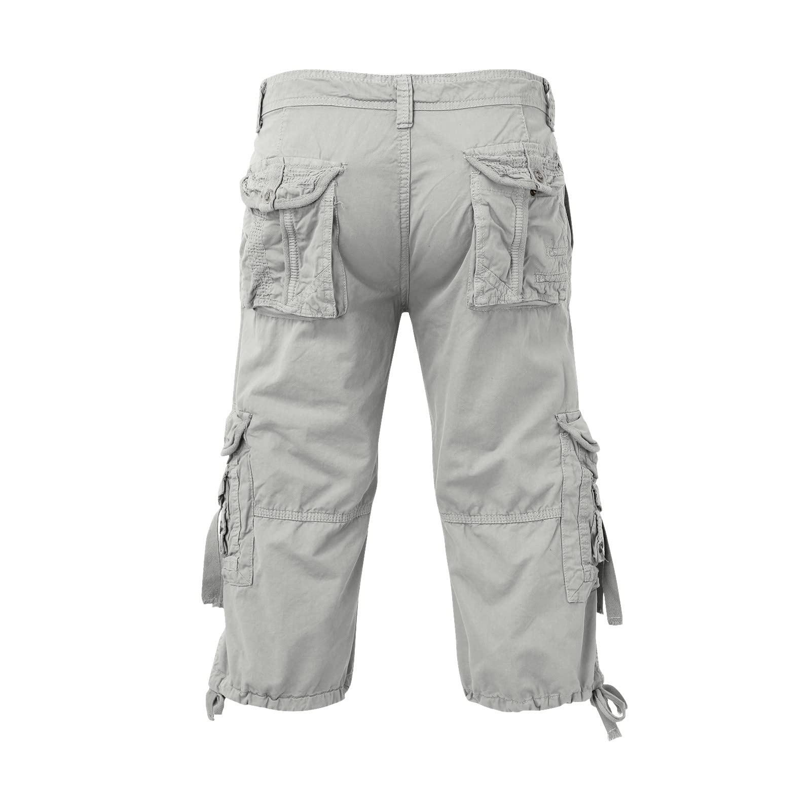 Bermuda Travail Homme-Hommes Printemps et été Loisirs Sports Couleur Unie -Poches Pantalon Jambe Suspendu Corde Outil Sept Shorts