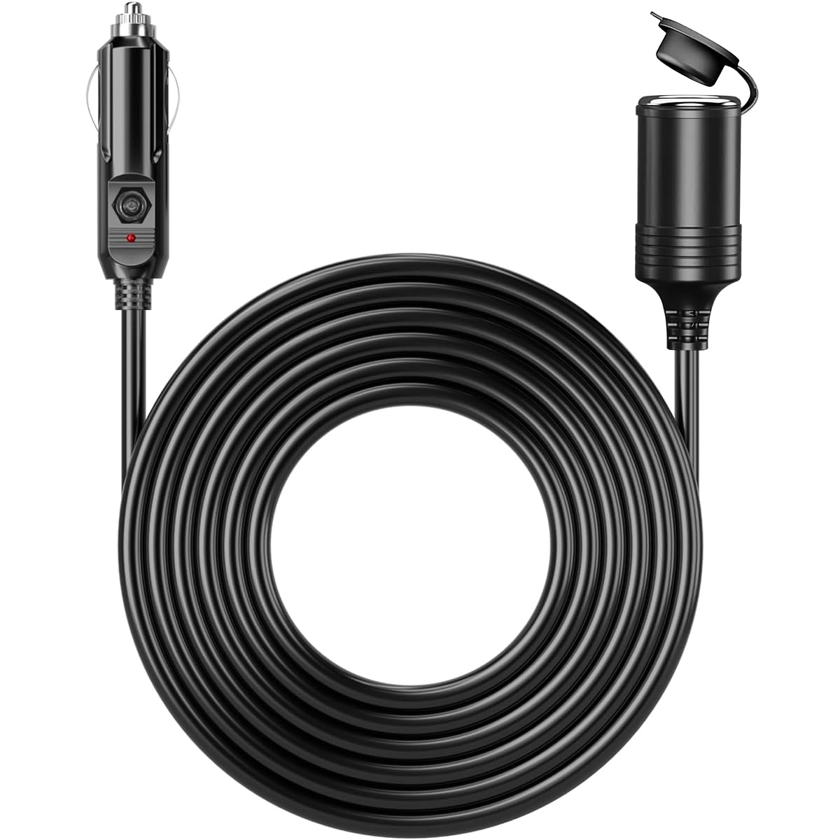 STHIRA®13ft Cigarette Lighter Extension Cord, 12V/24V DC Car Lighter Extender Lighter Socket Extension with Cap, Universal Vehicle Car Lighter Extension Cord