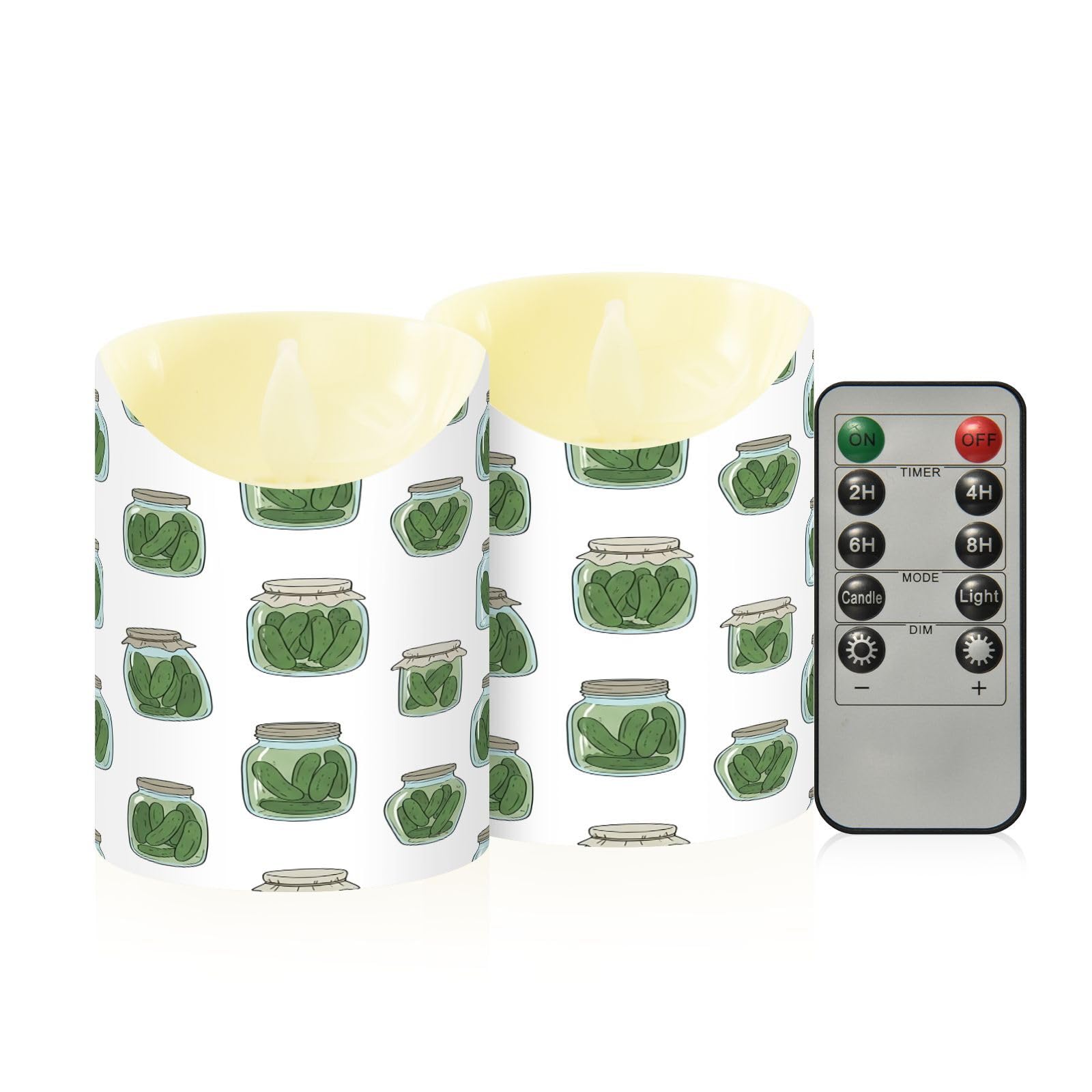Ewusp Cucumber Flameless Candles Battery Operated Flickering LED Pillar Candles Set of 2 with Remote Control & Timer, for Home Decor Wedding Holiday Party Centerpieces