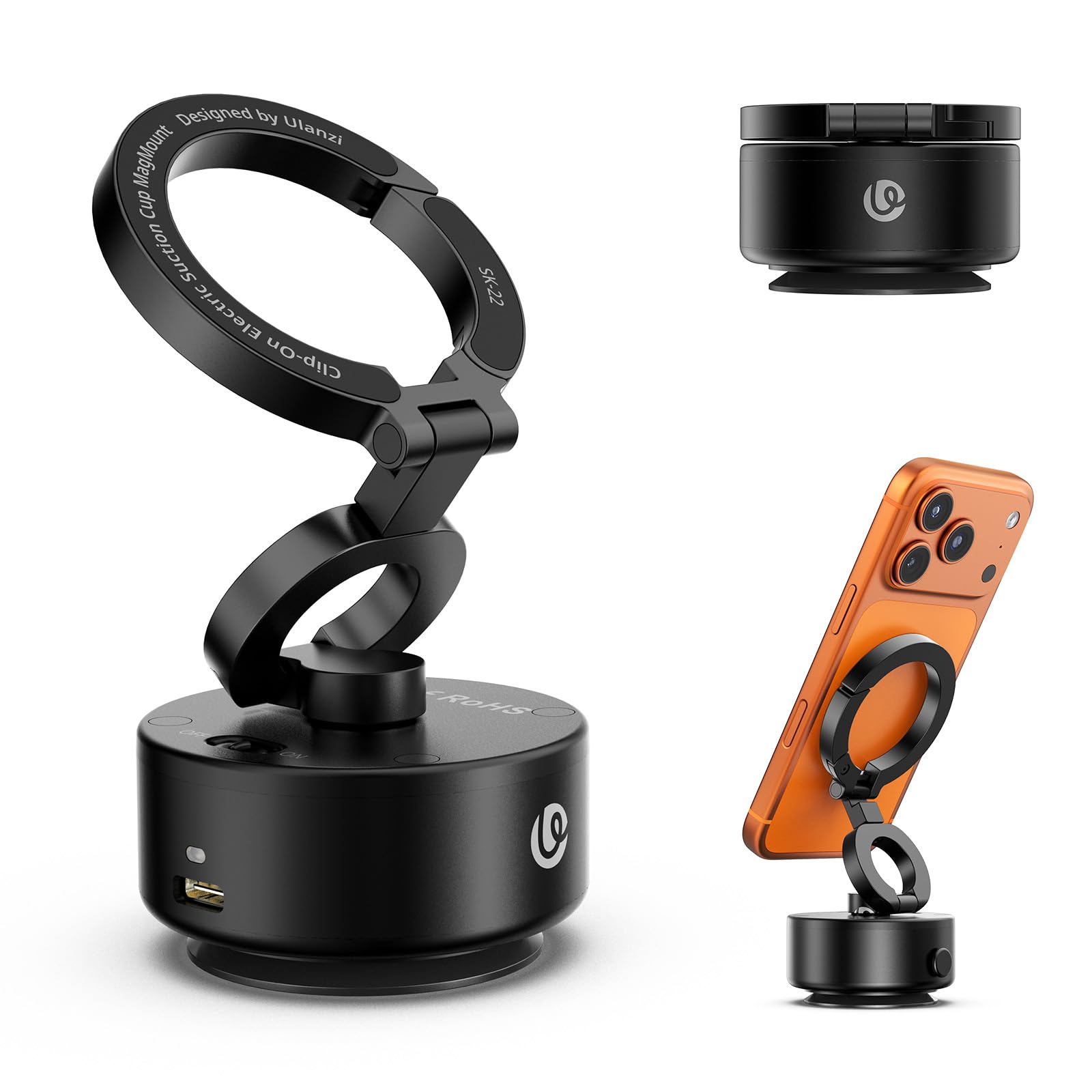 ULANZI SK22 - Soporte magnético para teléfono de coche, compatible con iPhone y Android