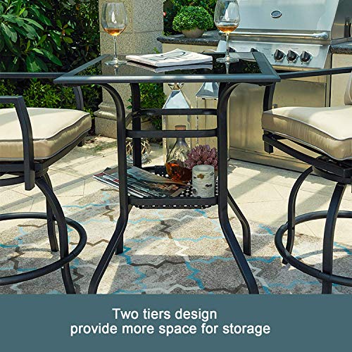 image for PatioFestival Outdoor Bistro Bar Table,Patio Metal Steel Slat Dining S