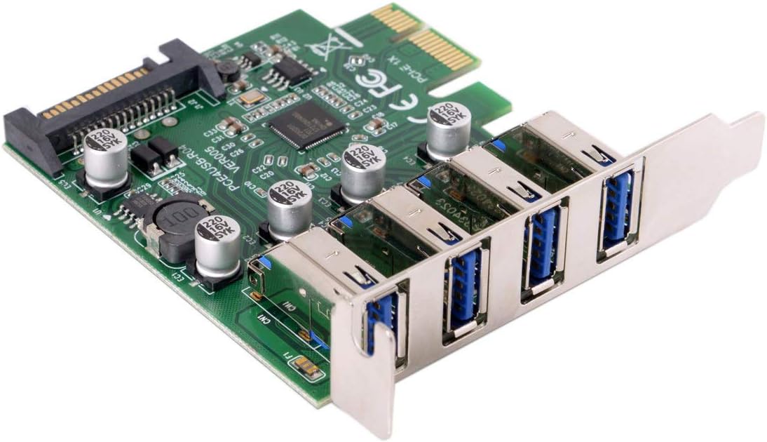 Chenyang Low Profile 4 Ports PCI-E to USB 3.0 HUB PCI Express Expansion Card Adapter 5Gbps for Motherboard