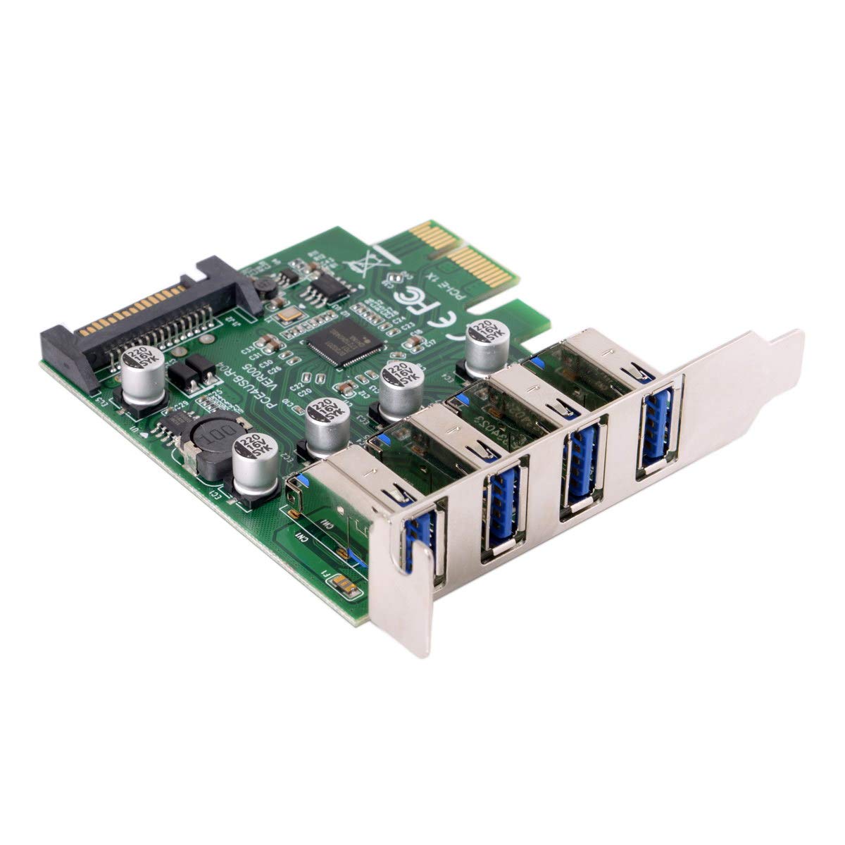Cablecc Adaptador de tarjeta de expansión PCI-E a USB 3.0 HUB PCI Express de perfil bajo de 4 puertos para placa base