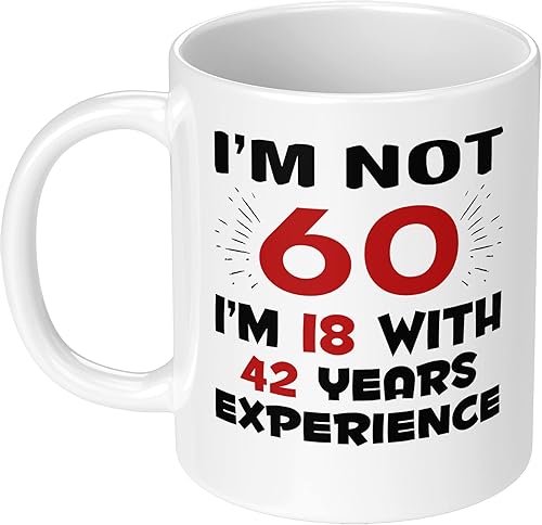 Regalo de feliz cumpleaños 60 de 11 onzas, taza de café divertida para cumpleaños, taza de cerámica para papá, mamá, abuelo, abuela, tío, tía,