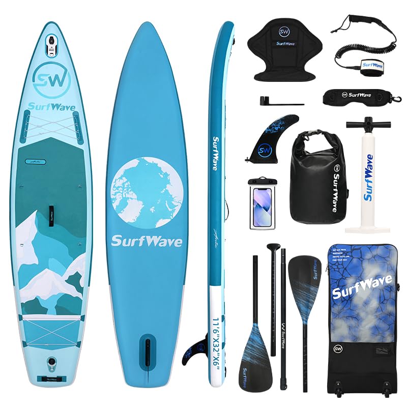 Inflatable Stand Up Paddle Board 11'x34 Travel SUP, Ideal for Beginners and Open Water