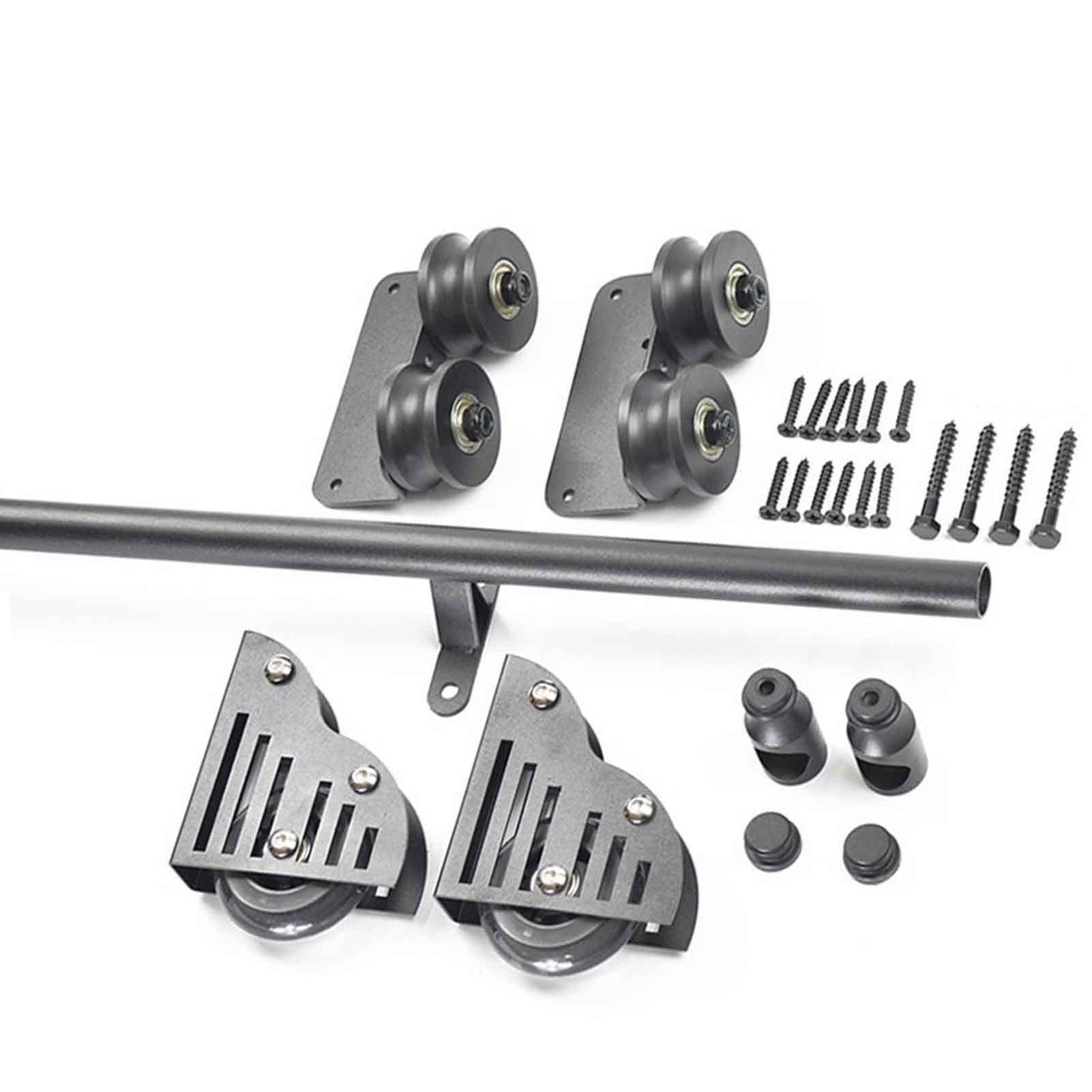 MiroDo Sliding Barn Door Kit 3.3ft-20ft Sliding Ladder Library Full Set Hardware Rolling Track (No Ladder), with Floor Roller Wheels (Size : 6.6ft/200cm Track Kit)