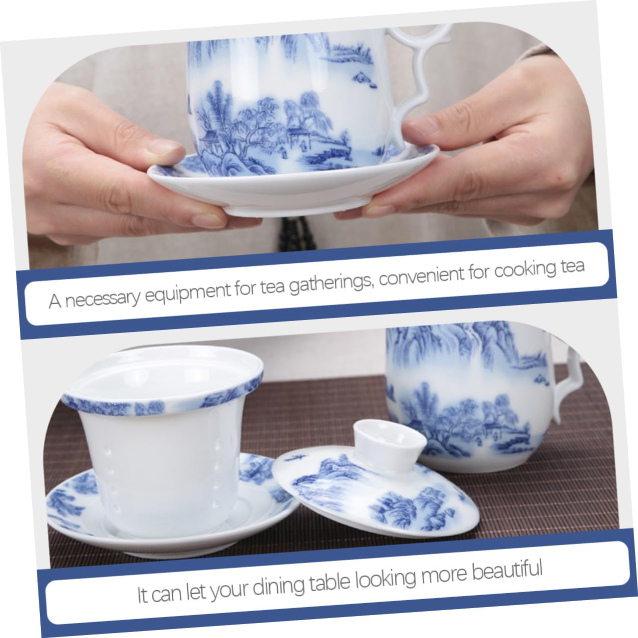 Chinesische Gongfu Teetasse 1 Satz aus Keramik mit Deckel und Untertasse