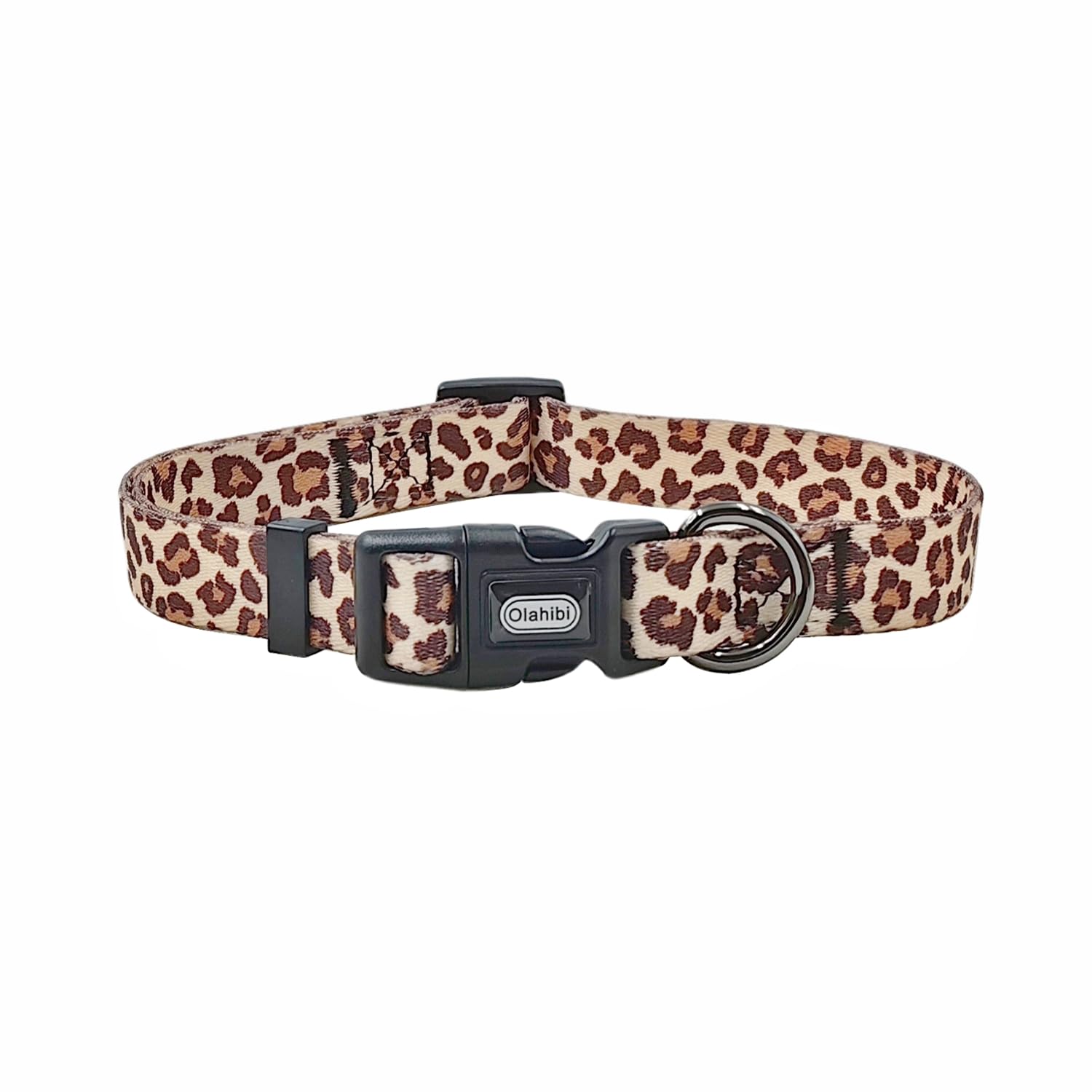 Set combinato collare e guinzaglio per cani, motivo leopardato, materiale poliestere, guinzaglio abbinato 150 cm, piccola taglia (S, caffè chiaro leopardato)