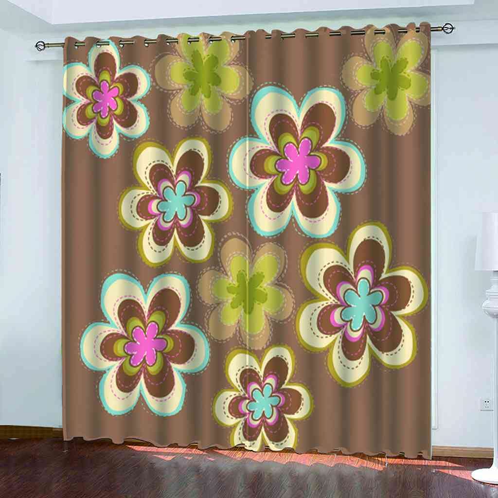 Rideaux occultants enfant fleurs 3D isolants en polyester 264x242 cm