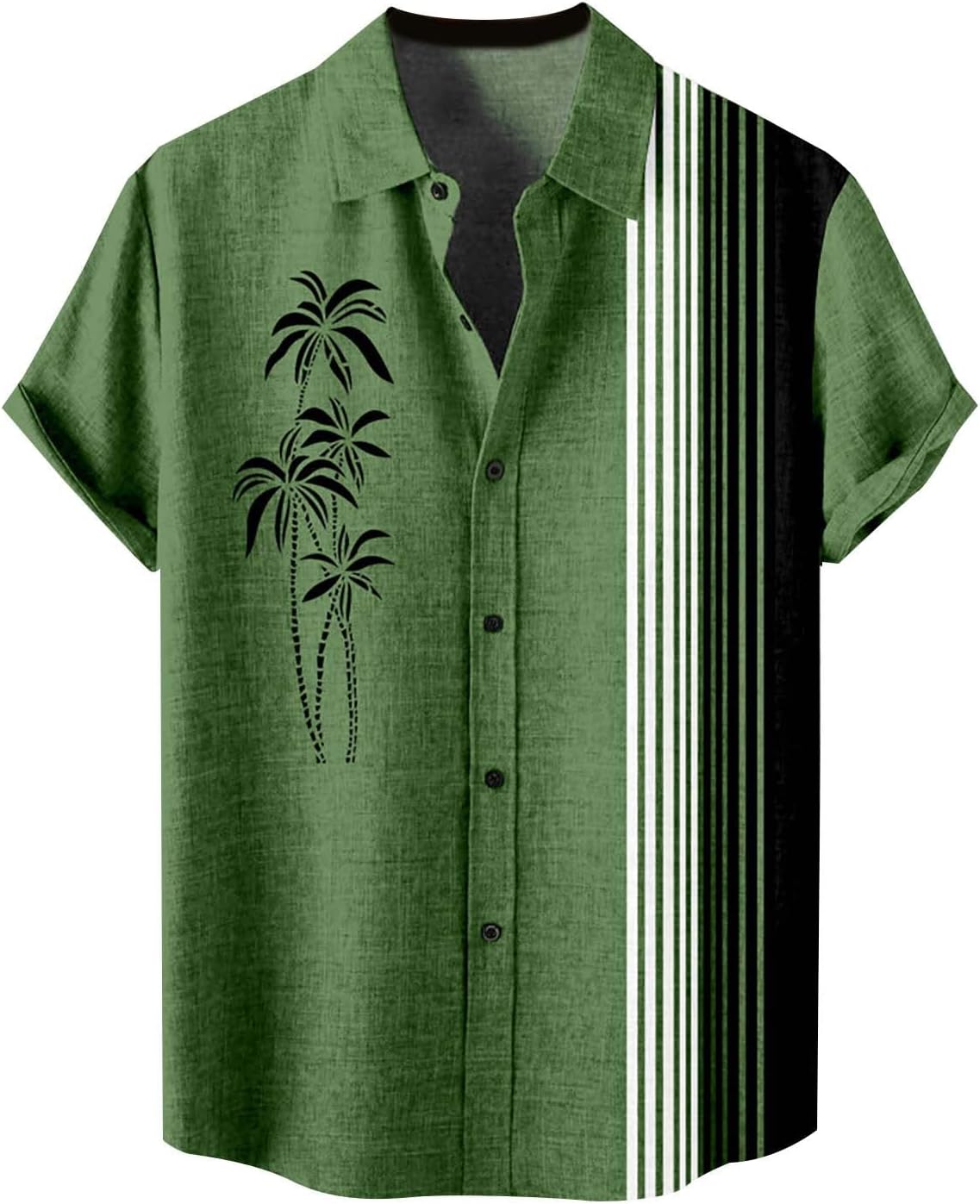 Men's Retro Button Down Bowling Shirts 50s Rockabilly Style Summer Hawaiian Shirt with Pocket Hawaiian Shirts for Men Men's Retro Button Down Bowling Shirts 50s Rockabilly JANUK30723SALE04815 Green