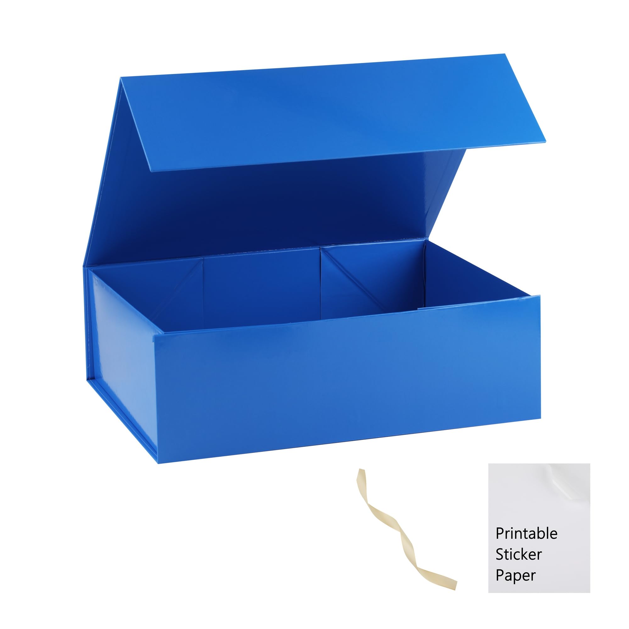 MUMUPACK Niebieskie pudełko upominkowe, 13 x 11 x 5,3 duże pudełka prezentowe z pokrywkami na prezenty zawiera wstążkę i papier do samodzielnego drukowania, pudełko na oświadczyny druhny, magnetyczne